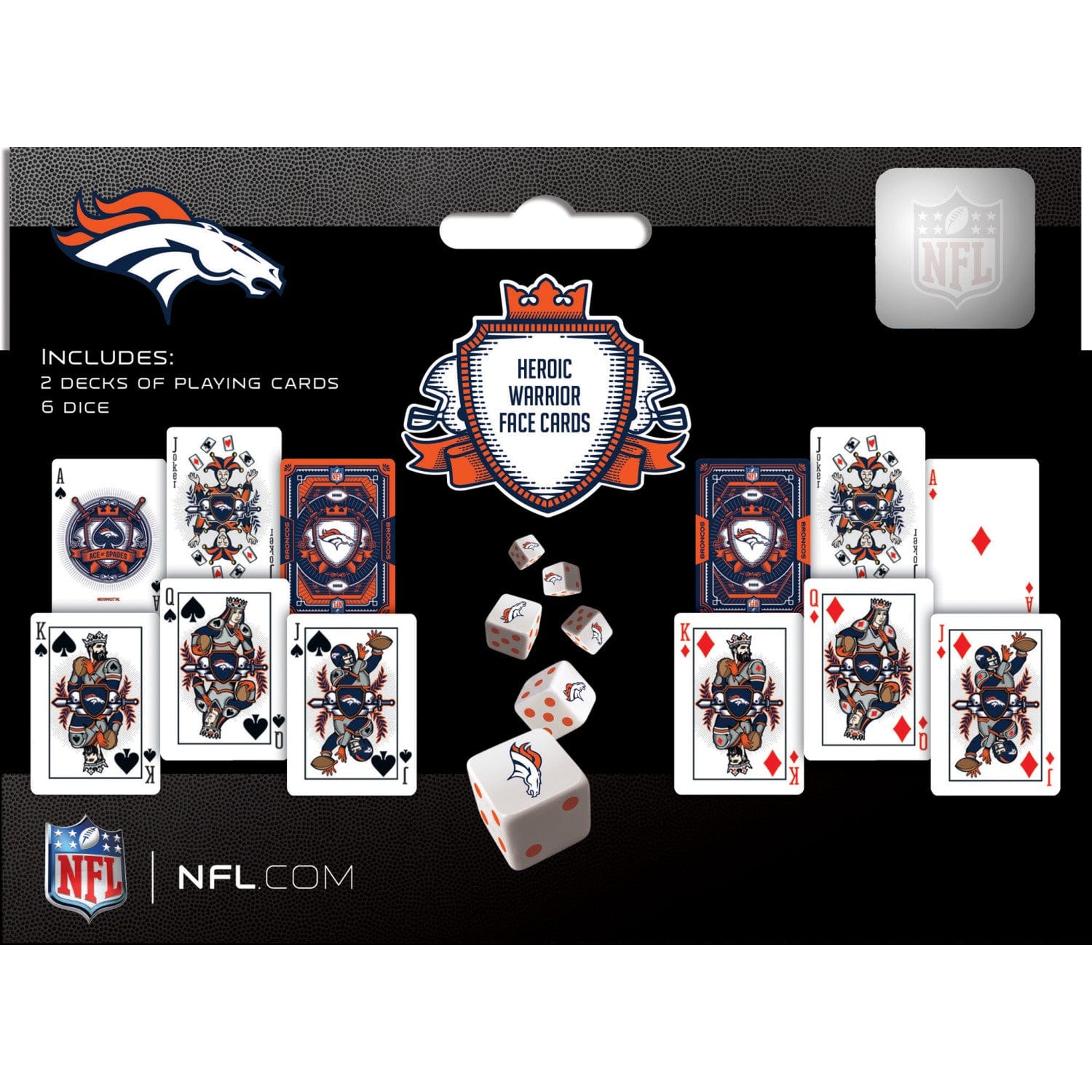Denver Broncos 2-Pack Playing Cards & Dice Set
