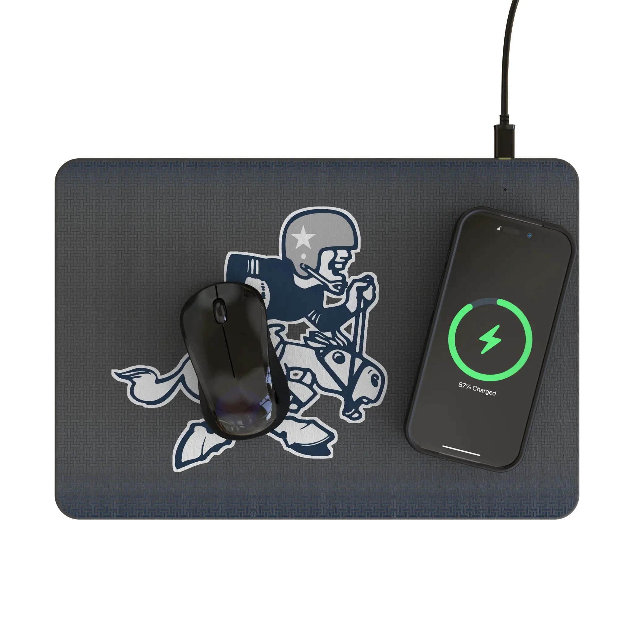 Dallas Cowboys 1966-1969 Historic Collection Linen 15-Watt Wireless Charger and Mouse Pad