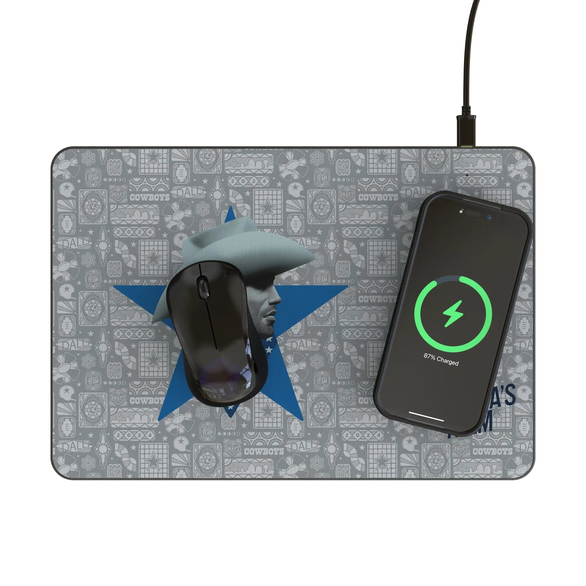 Dallas Cowboys 2024 Edition 15-Watt Wireless Charger and Mouse Pad