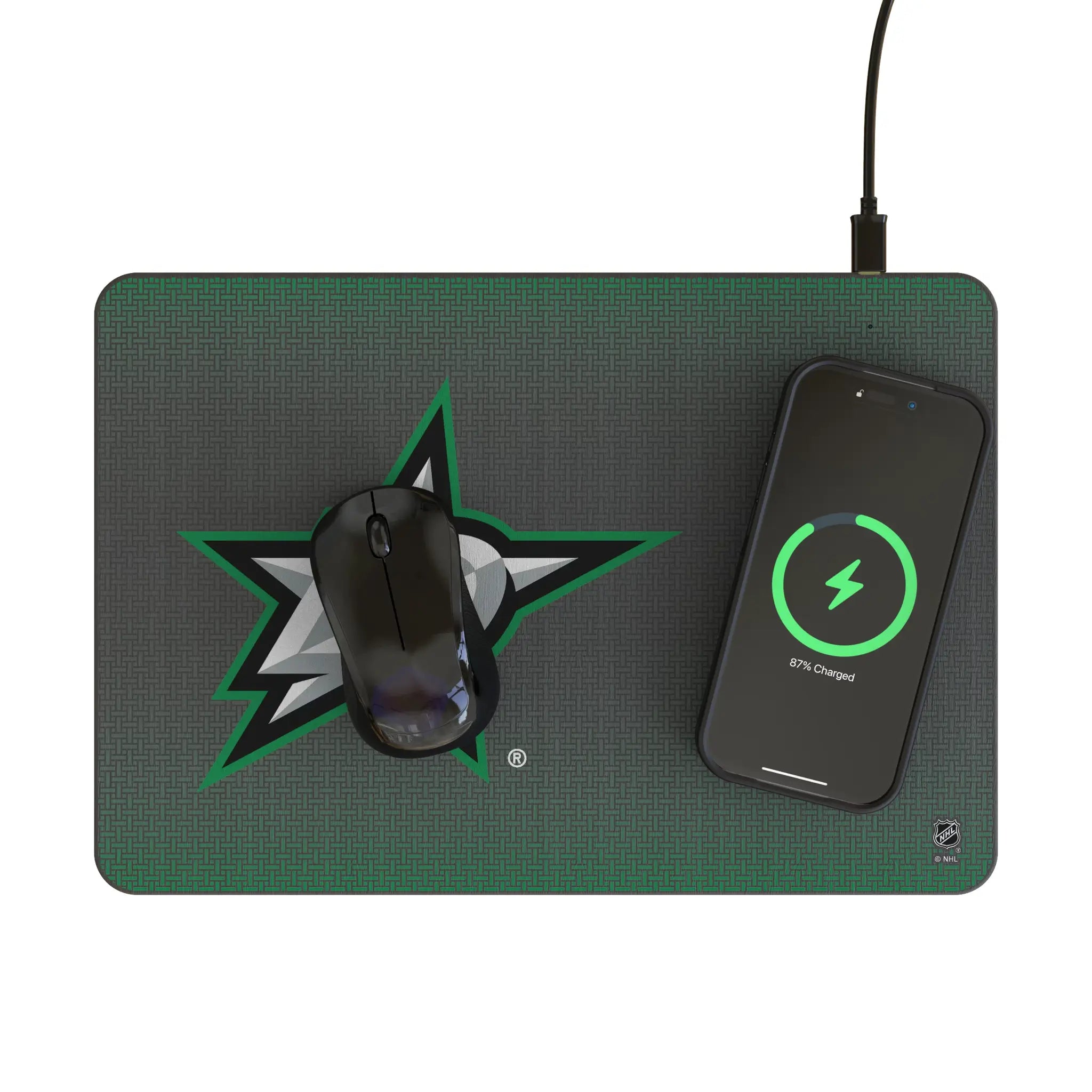 Dallas Stars Linen 15-Watt Wireless Charger and Mouse Pad