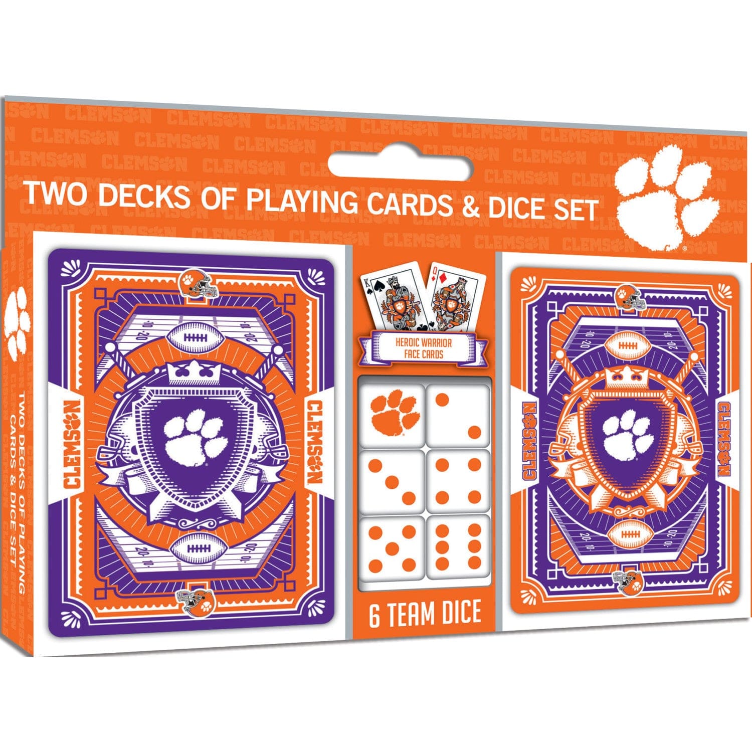 Clemson Tigers 2-Pack Playing Cards and Dice Set - Sports Gifts, Sports Memorabilia, Sports Collectibles, Fan Shop