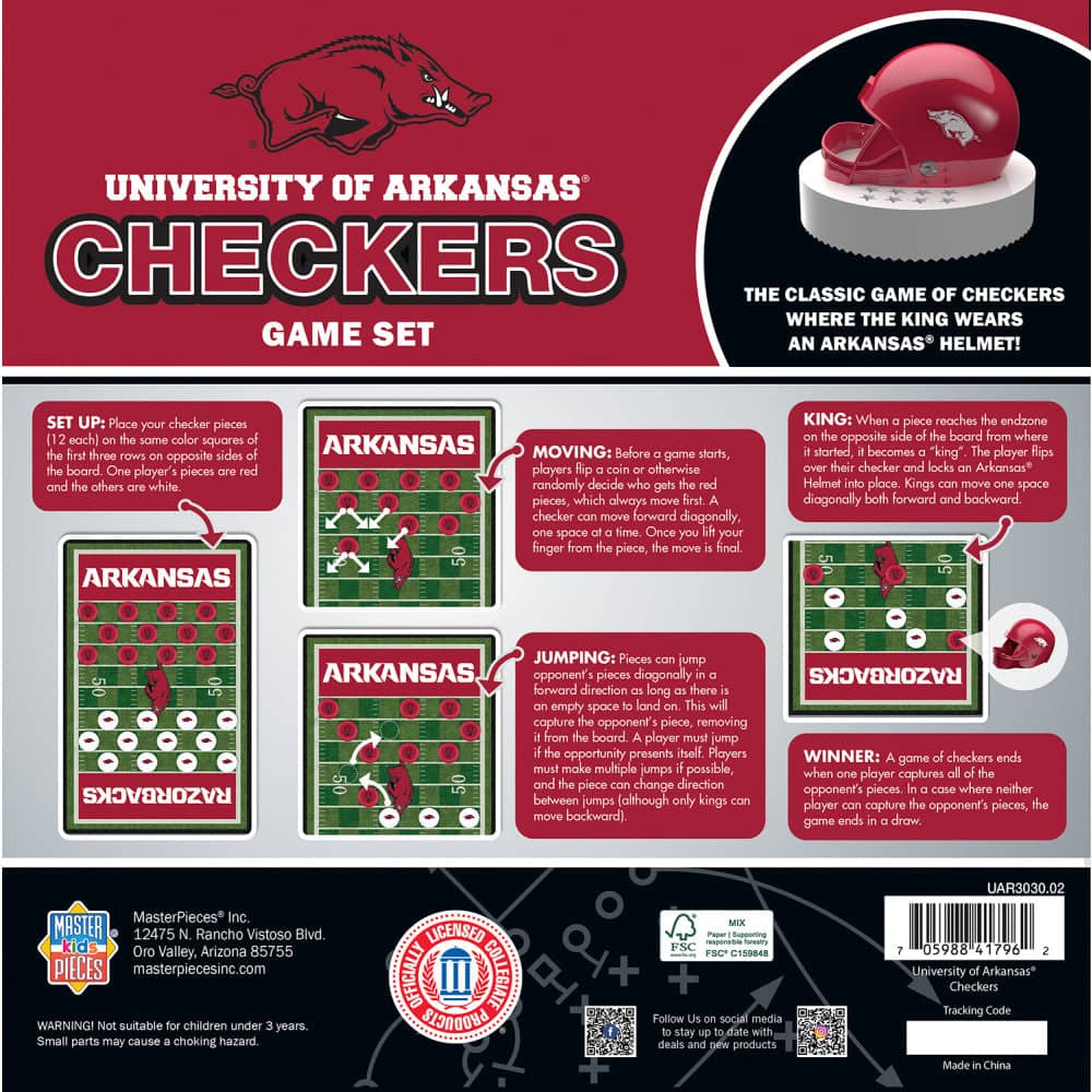 Arkansas Razorbacks Checkers Game - Sports Gifts, Sports Memorabilia, Sports Collectibles, Fan Shop