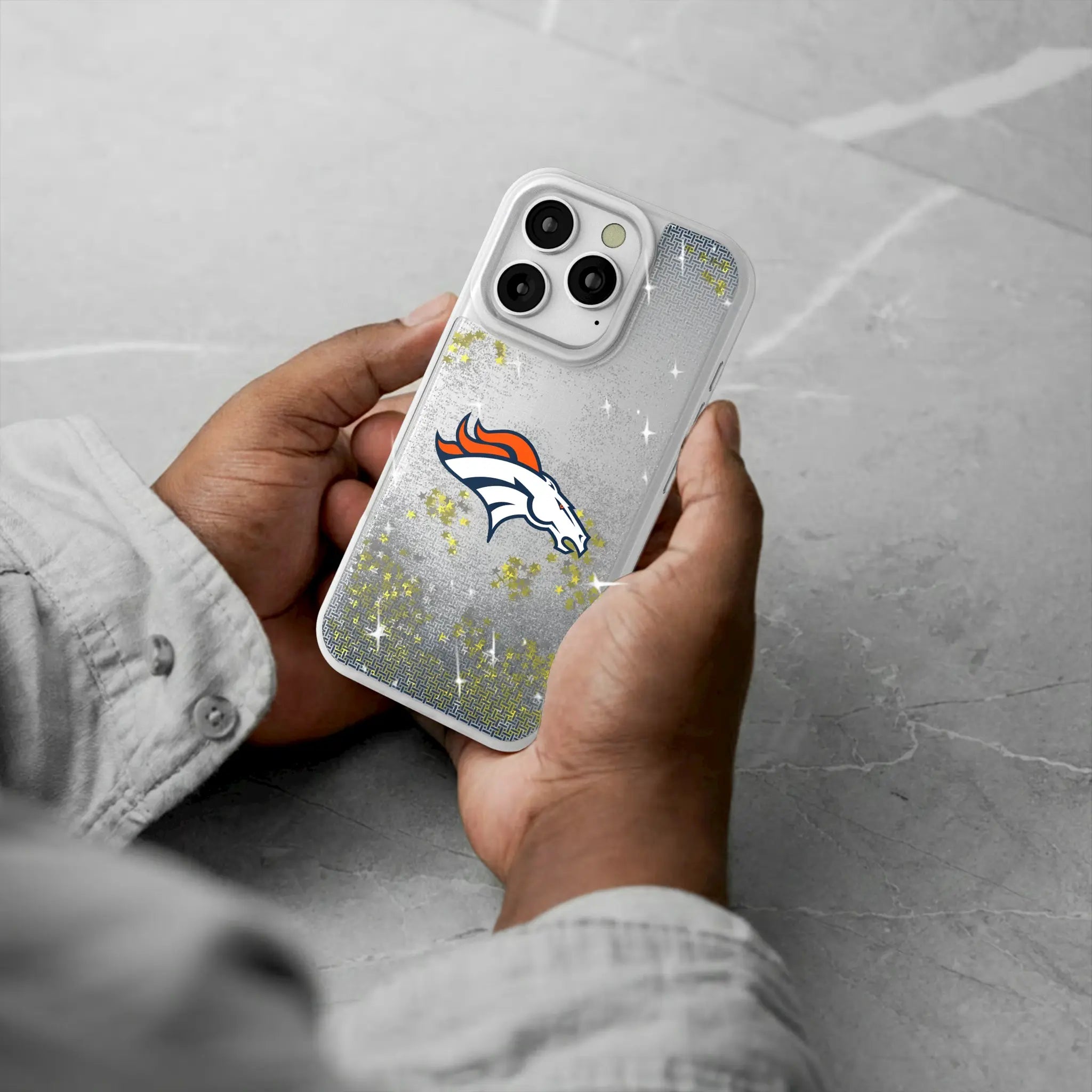 Denver Broncos Linen Glitter Phone Case