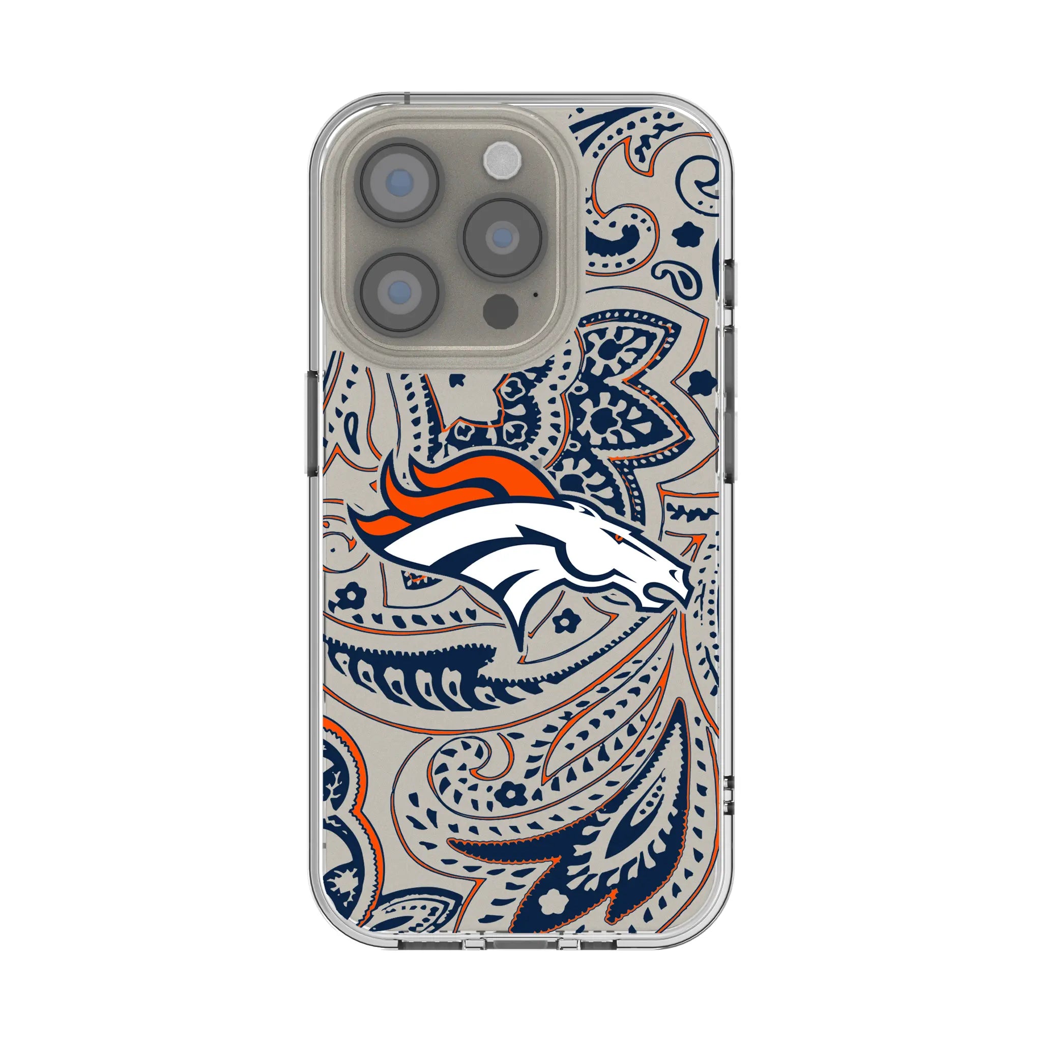 Denver Broncos Paisley Clear Phone Case for Apple iPhone