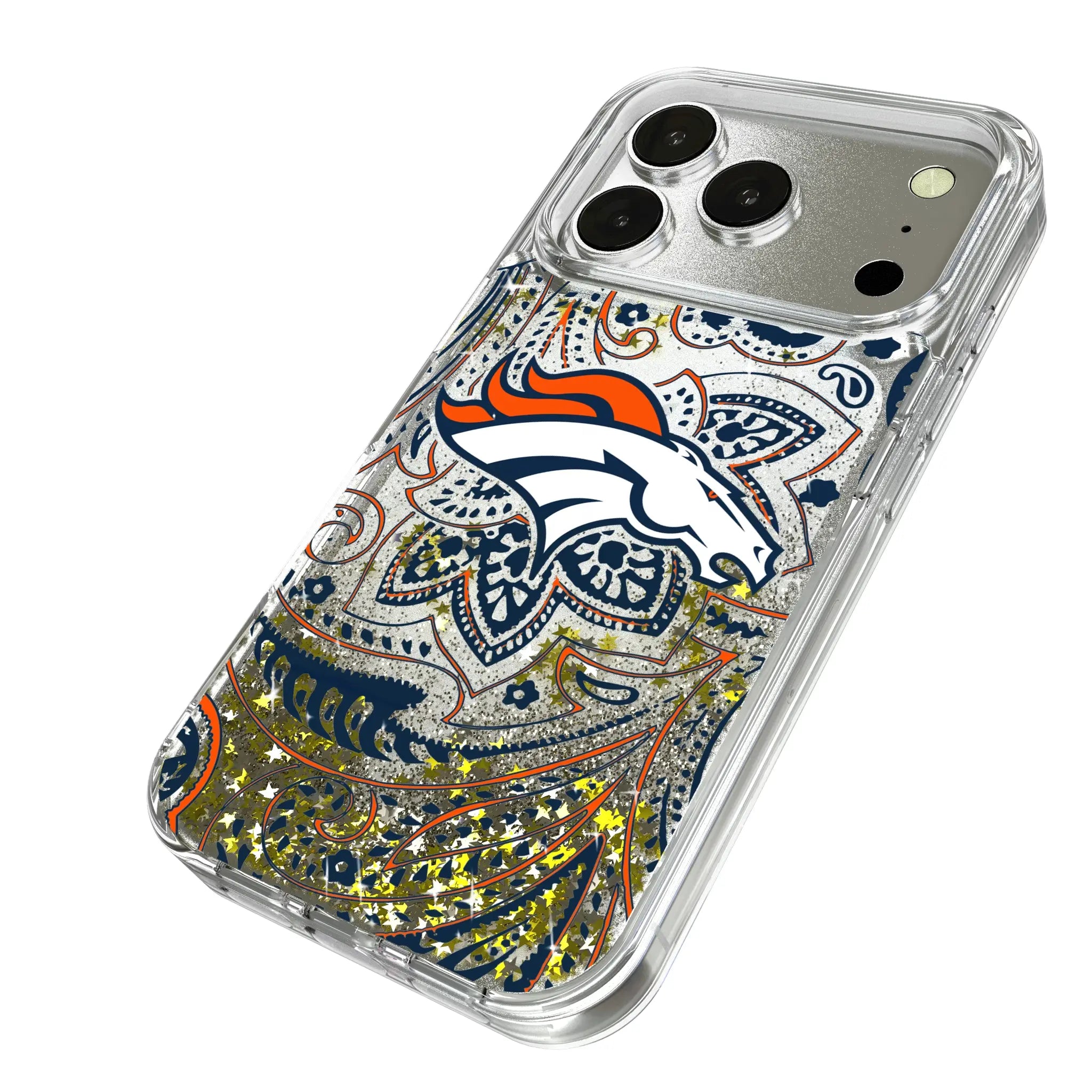 Denver Broncos Paisley Glitter Phone Case