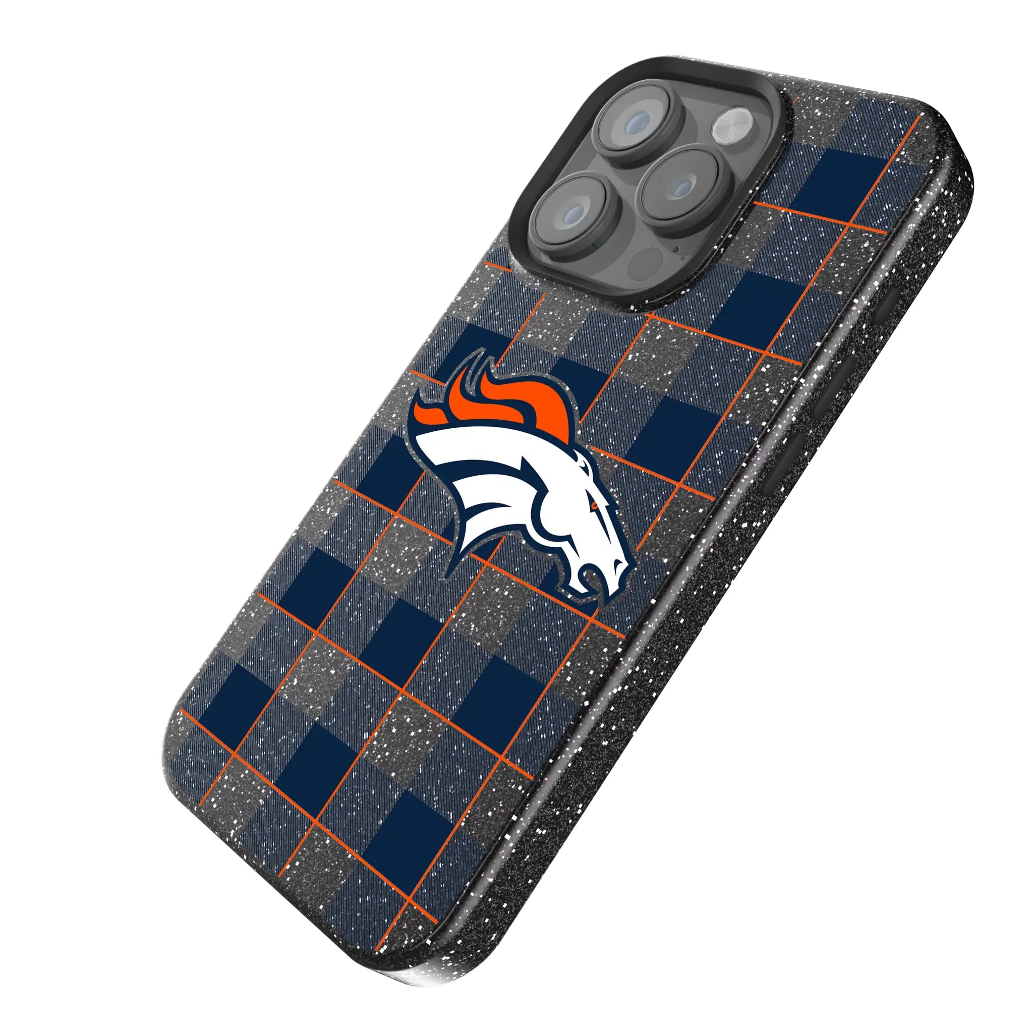 Denver Broncos Plaid Bling Phone Case