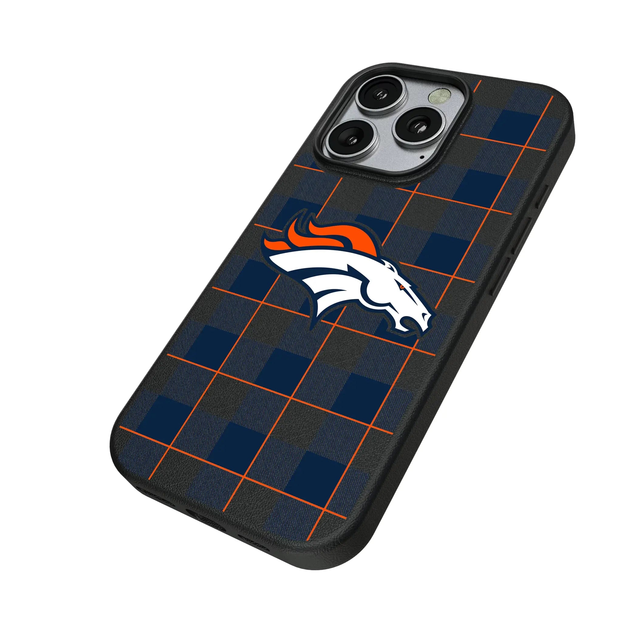Denver Broncos Plaid MagSafe Compatible Phone Case for Apple iPhone
