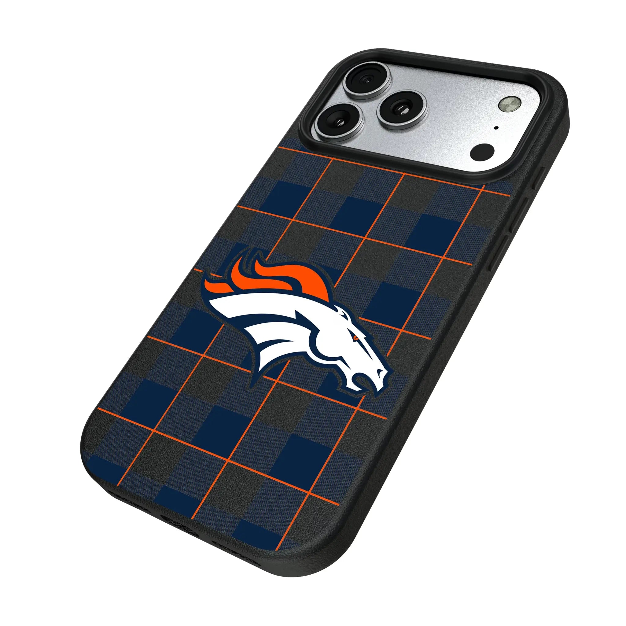 Denver Broncos Plaid MagSafe Compatible Phone Case for Apple iPhone