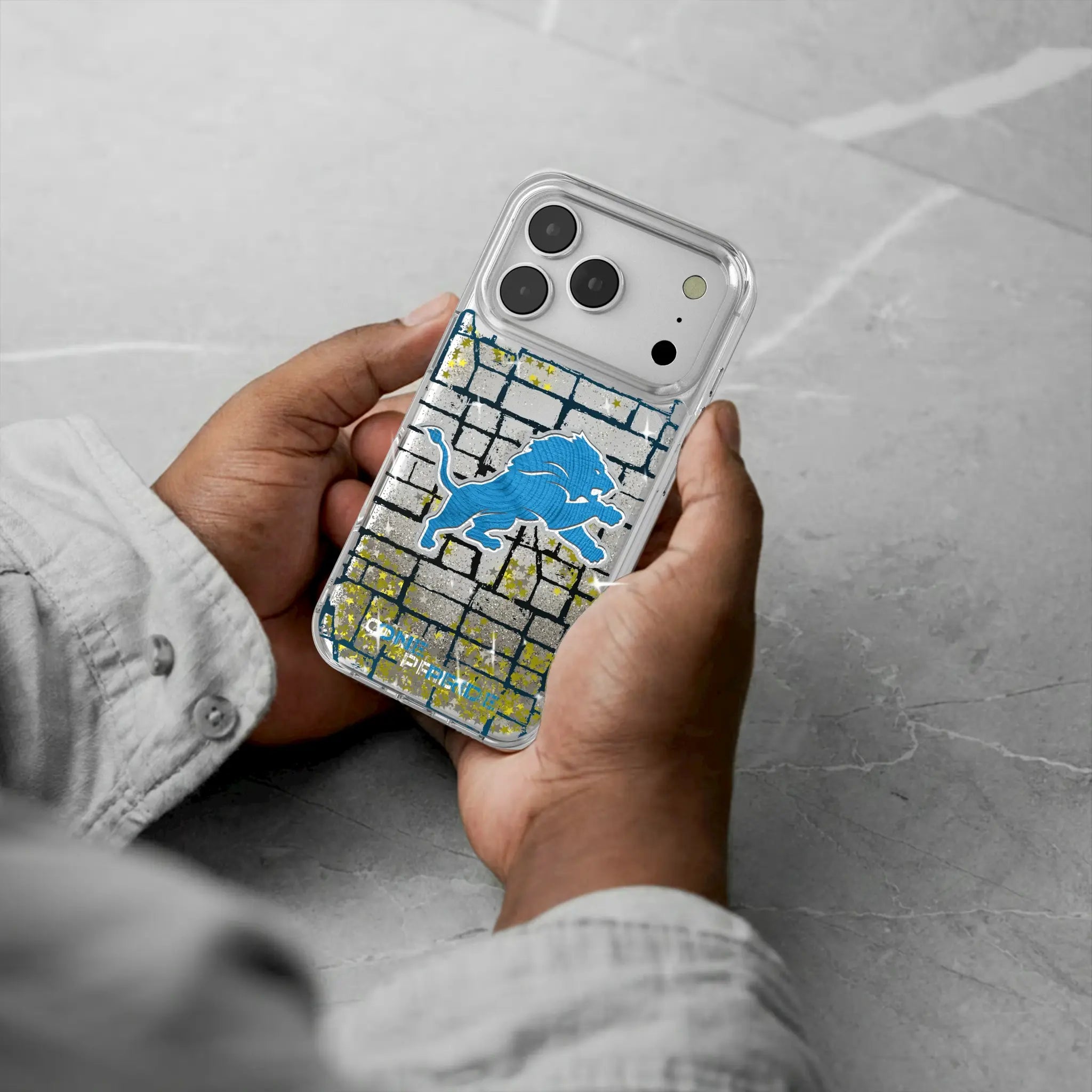 Detroit Lions Brick Glitter Phone Case for Apple iPhone