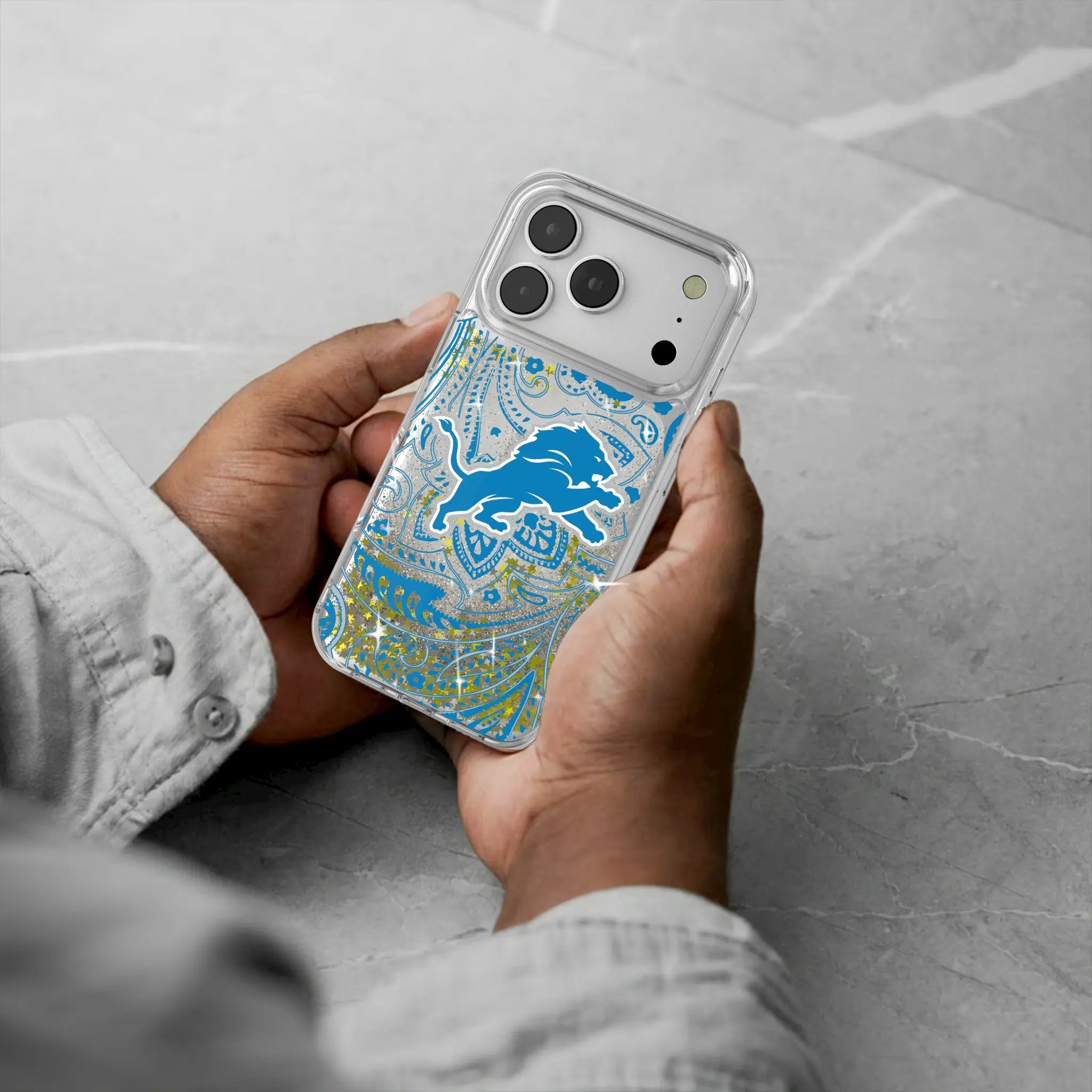 Detroit Lions Paisley Glitter Phone Case