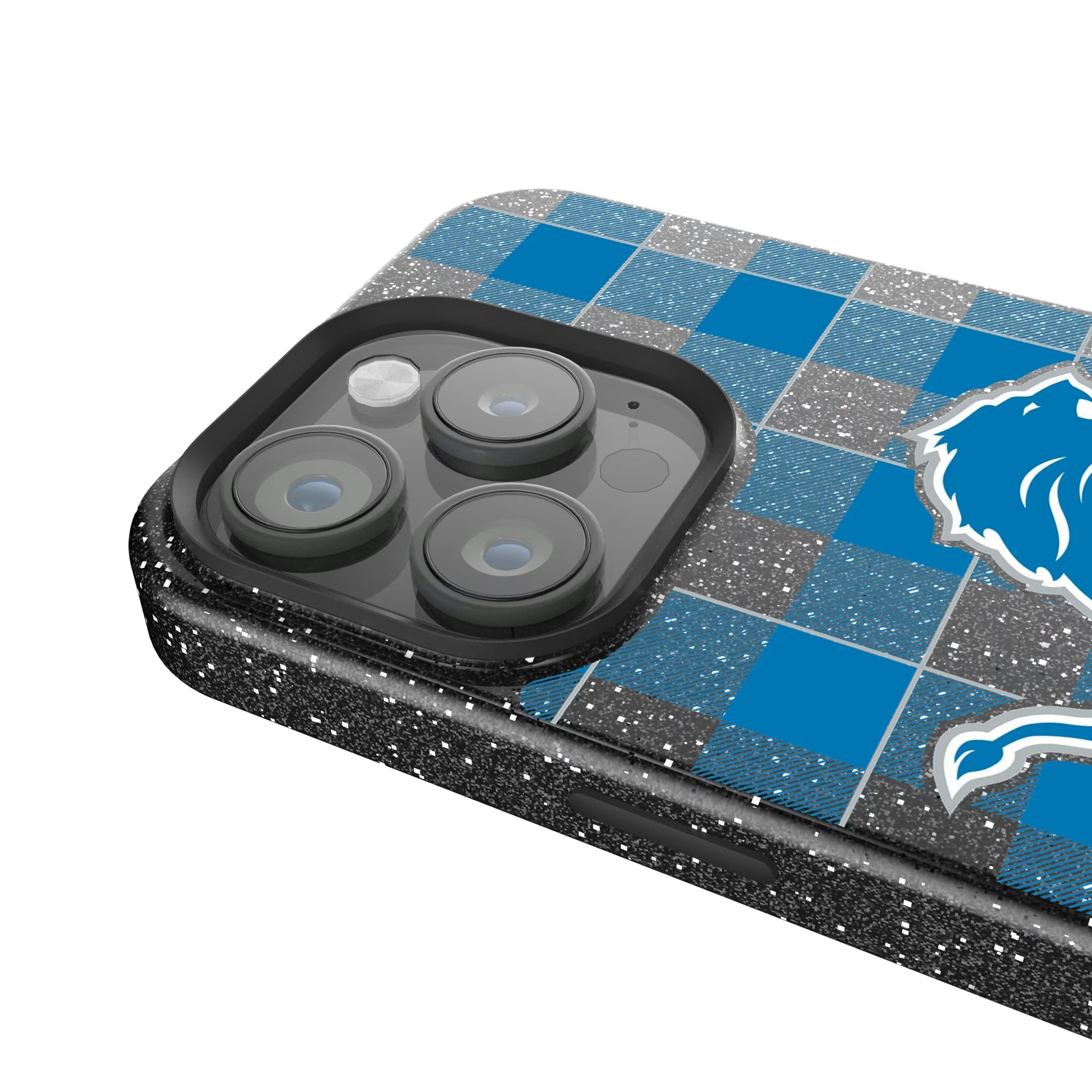 Detroit Lions Plaid Bling Phone Case