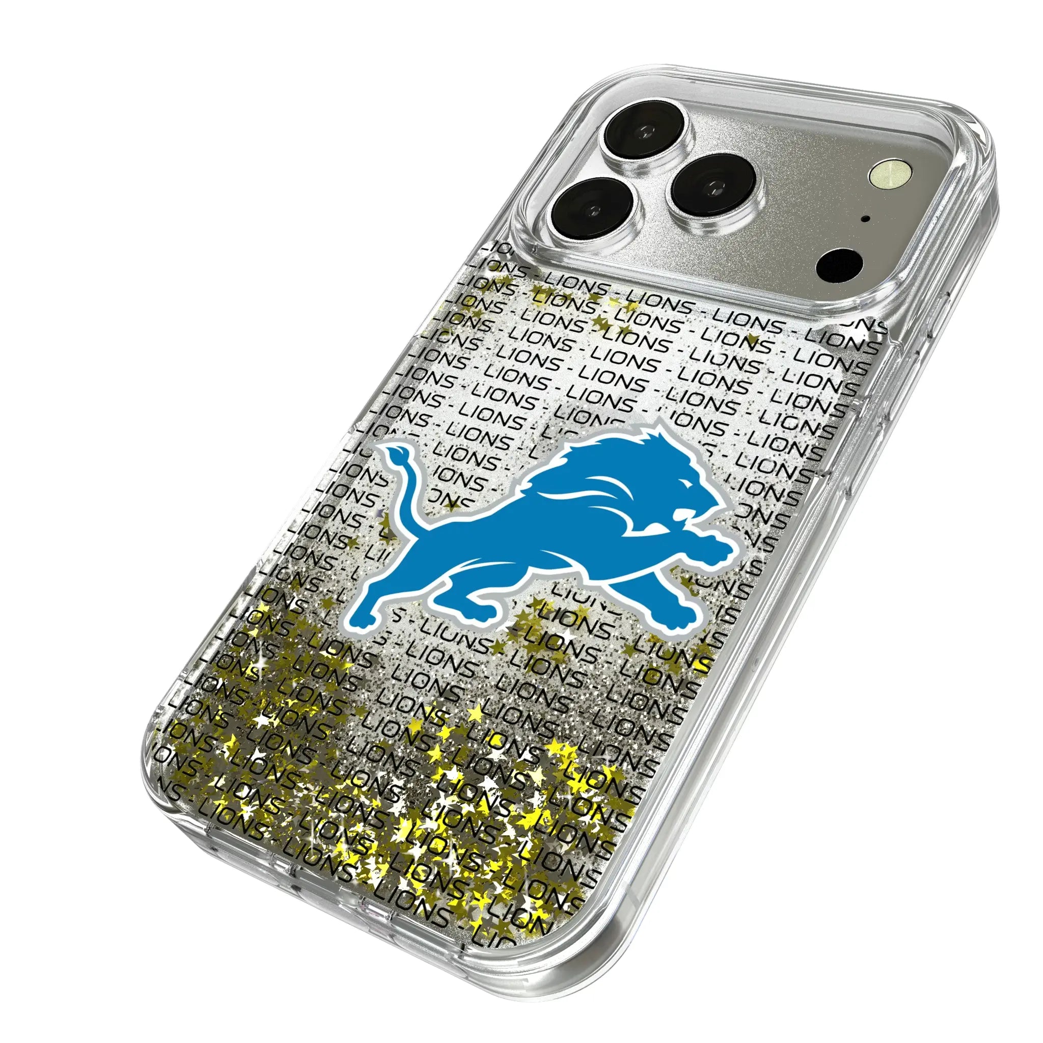 Detroit Lions Text Backdrop Glitter Phone Case