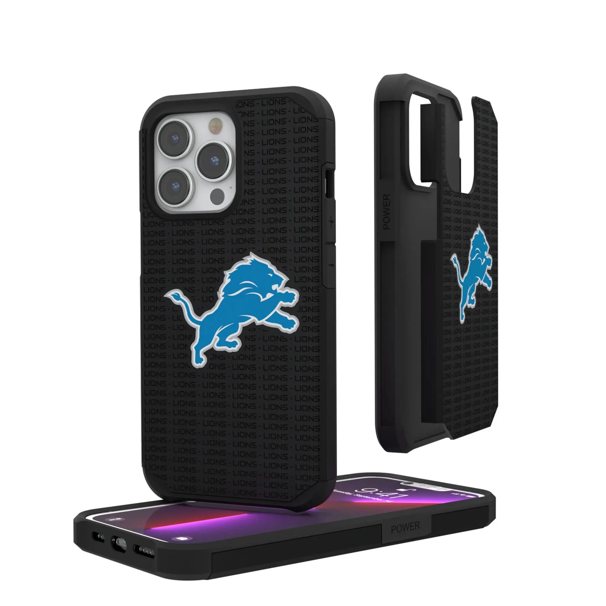 Detroit Lions Text Backdrop Rugged Phone Case