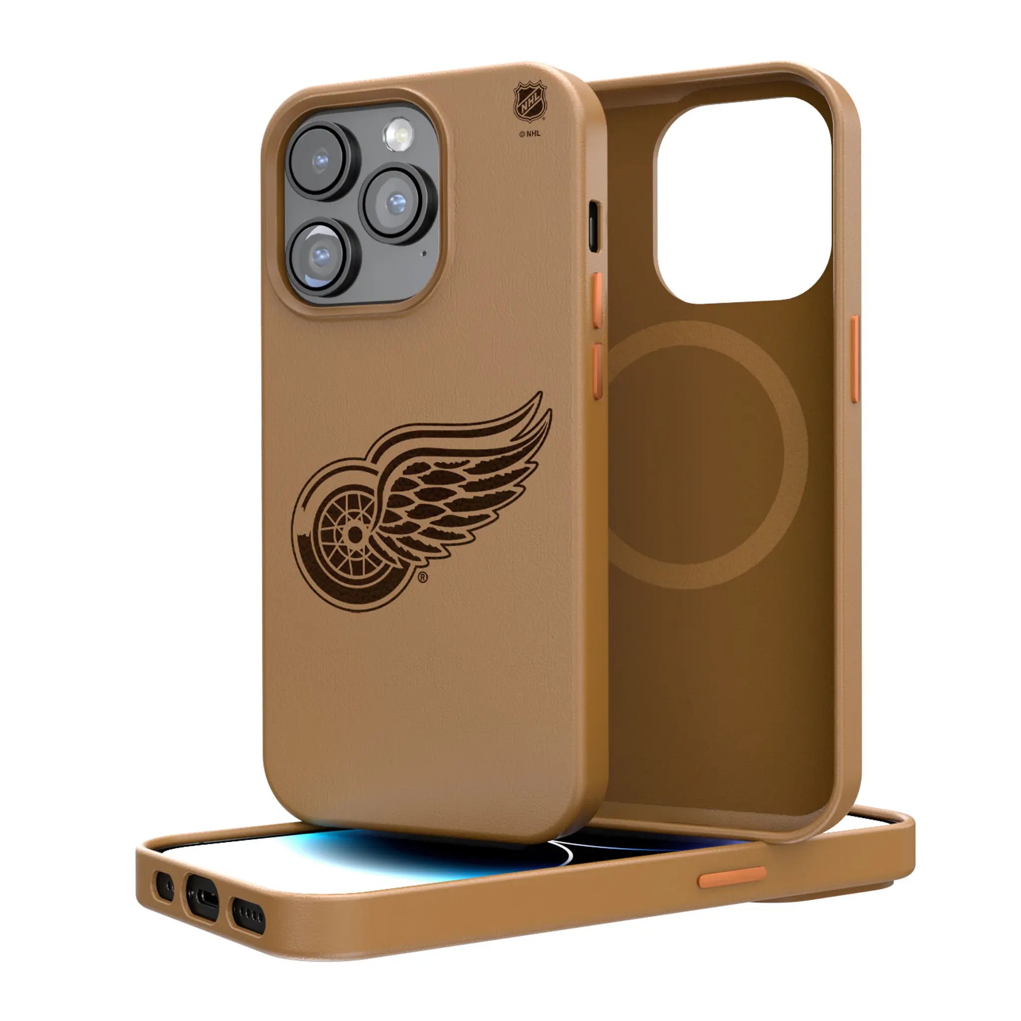 Detroit Red Wings Woodburned Brown Magnetic Case