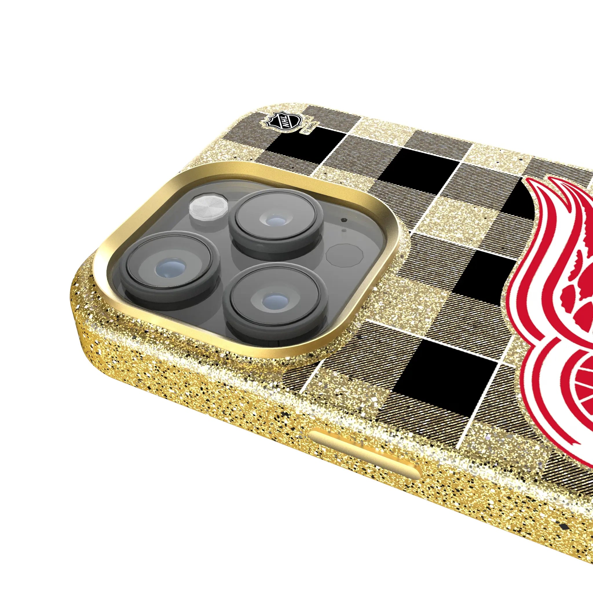Detroit Red Wings Plaid Bling Phone Case
