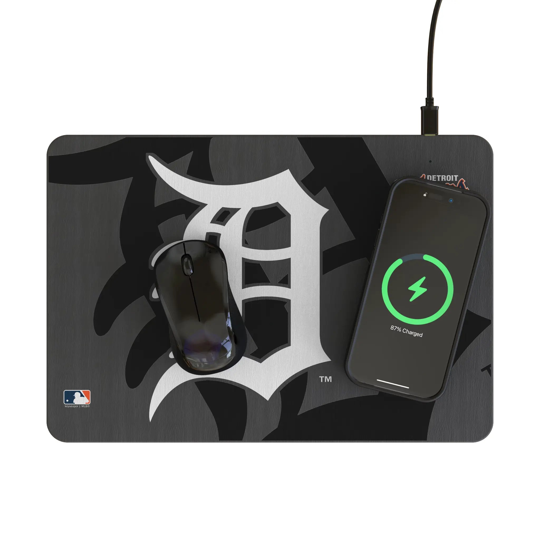 Detroit Tigers Monocolor Tilt 15-Watt Wireless Charger and Mouse Pad