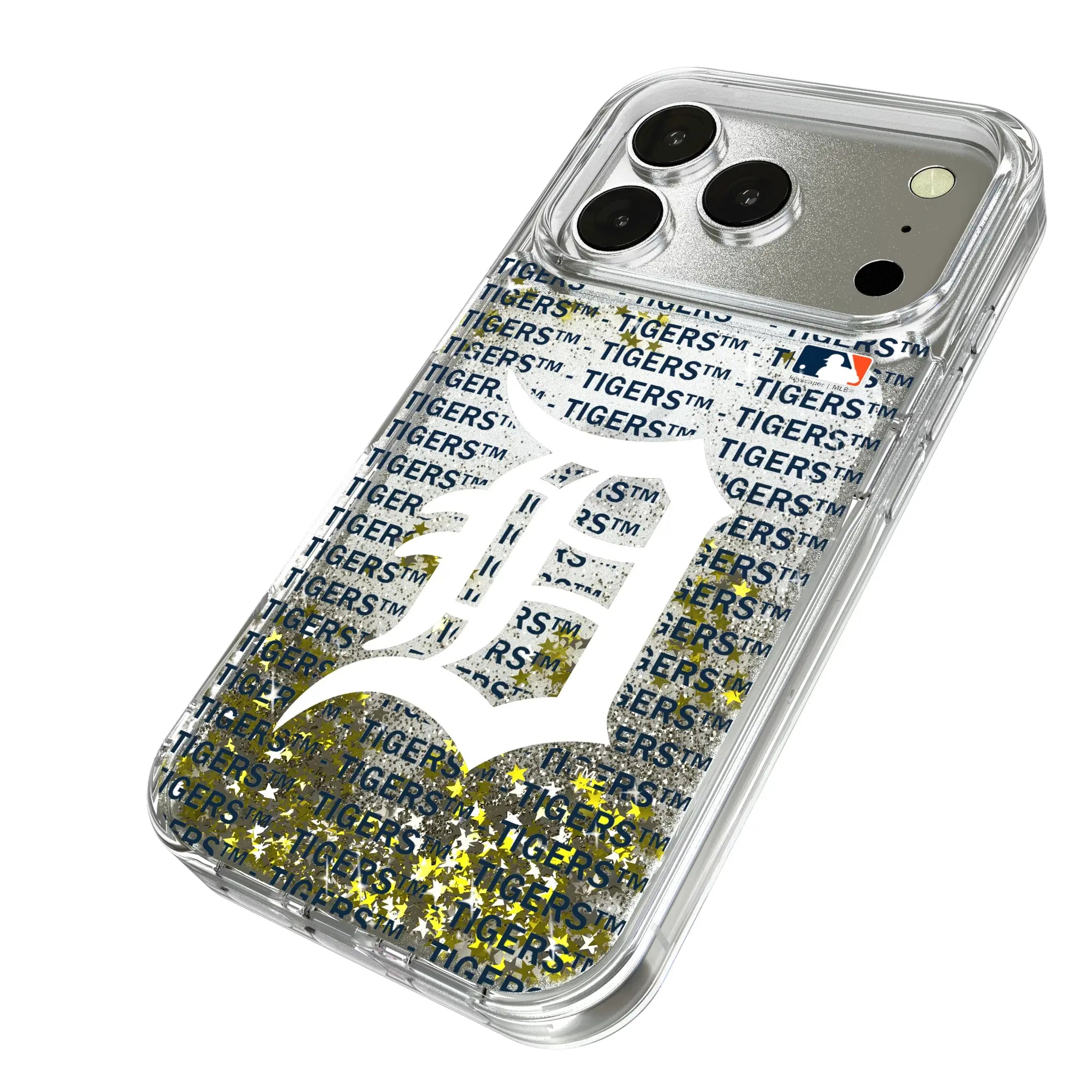 Detroit Tigers Text Backdrop Glitter Phone Case