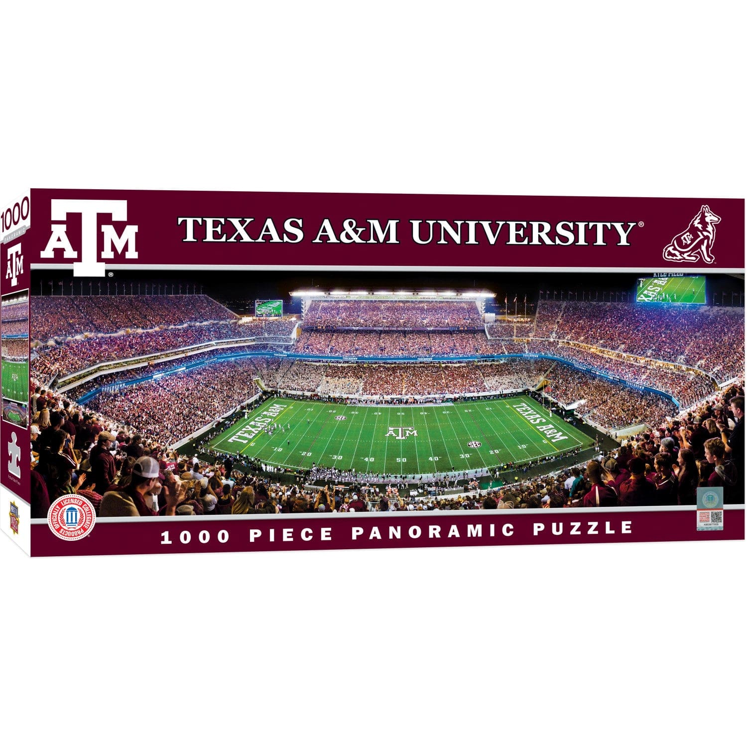 Texas A&M Aggies 1000 Piece Panoramic Jigsaw Puzzle - Center View - Sports Gifts, Sports Memorabilia, Sports Collectibles, Fan Shop