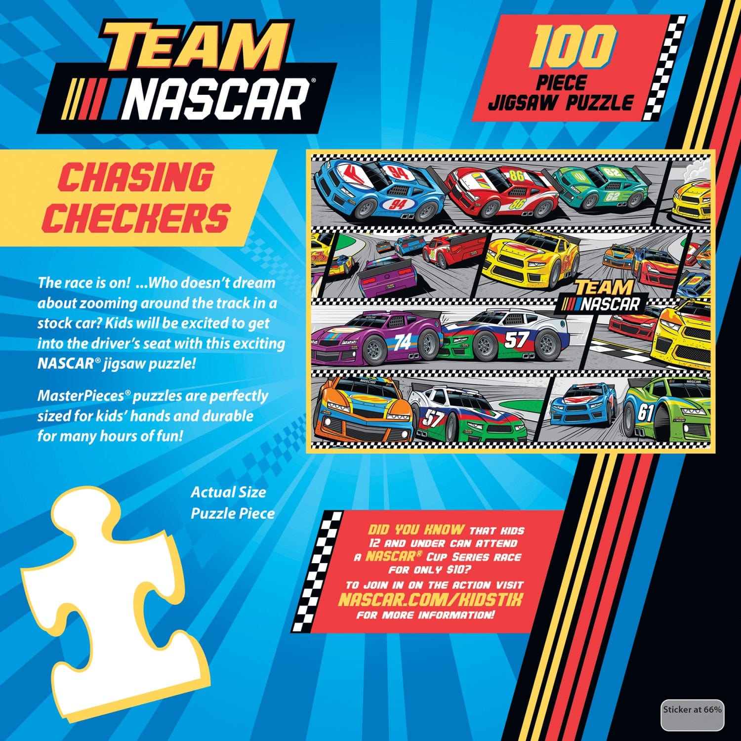 NASCAR Chasing Checkers 100 Piece Jigsaw Puzzle - Sports Gifts, Sports Memorabilia, Sports Collectibles, Fan Shop