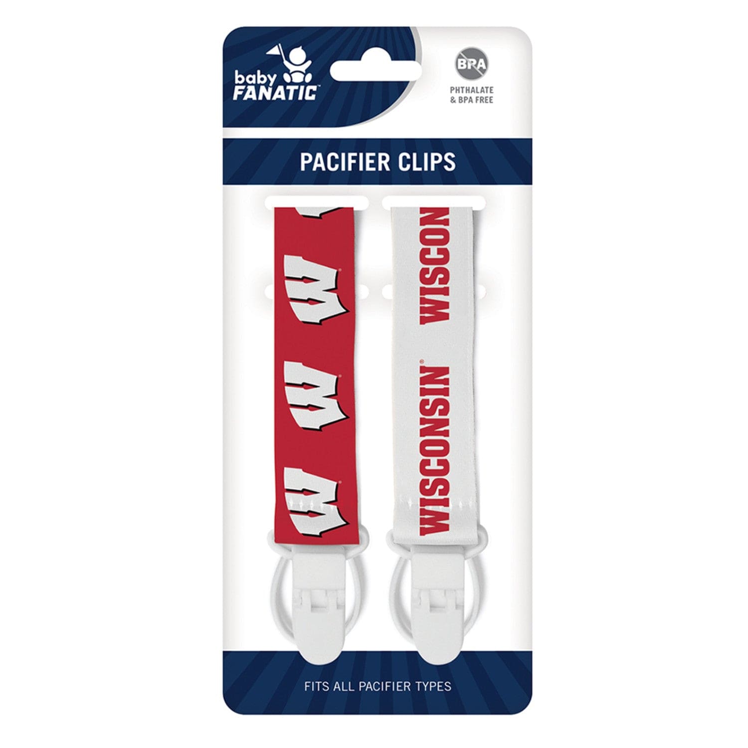 Wisconsin Badgers Pacifier Clip 2-Pack - Team Spirit for Your Little Fan - Sports Gifts, Sports Memorabilia, Sports Collectibles, Fan Shop