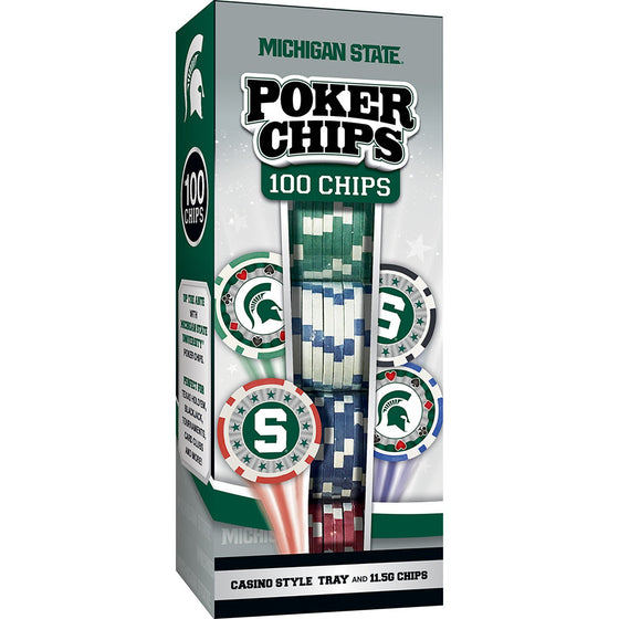 Michigan State Spartans 100 Piece Poker Chips - 757 Sports Collectibles