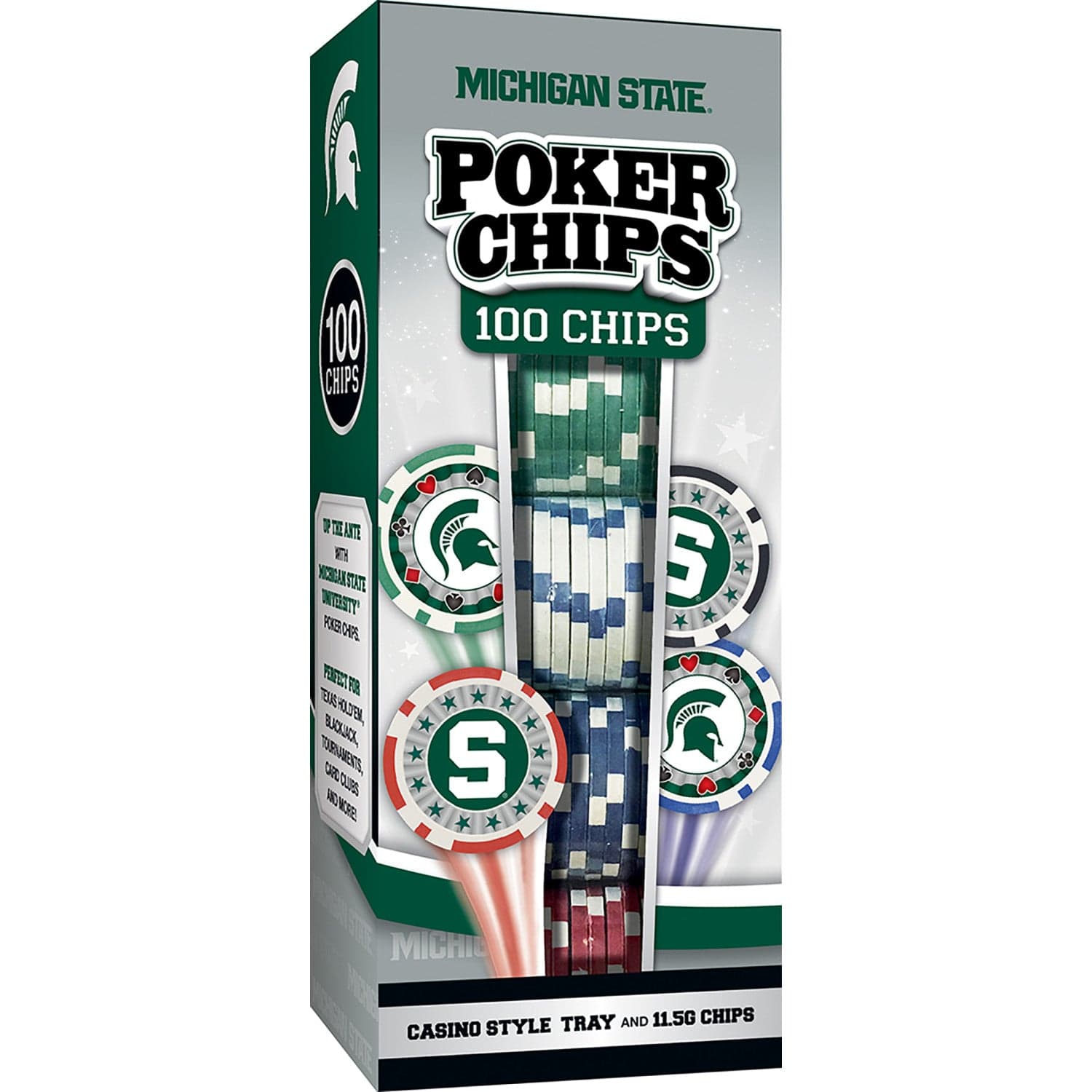 Michigan State Spartans 100 Piece Poker Chip Set - Sports Gifts, Sports Memorabilia, Sports Collectibles, Fan Shop