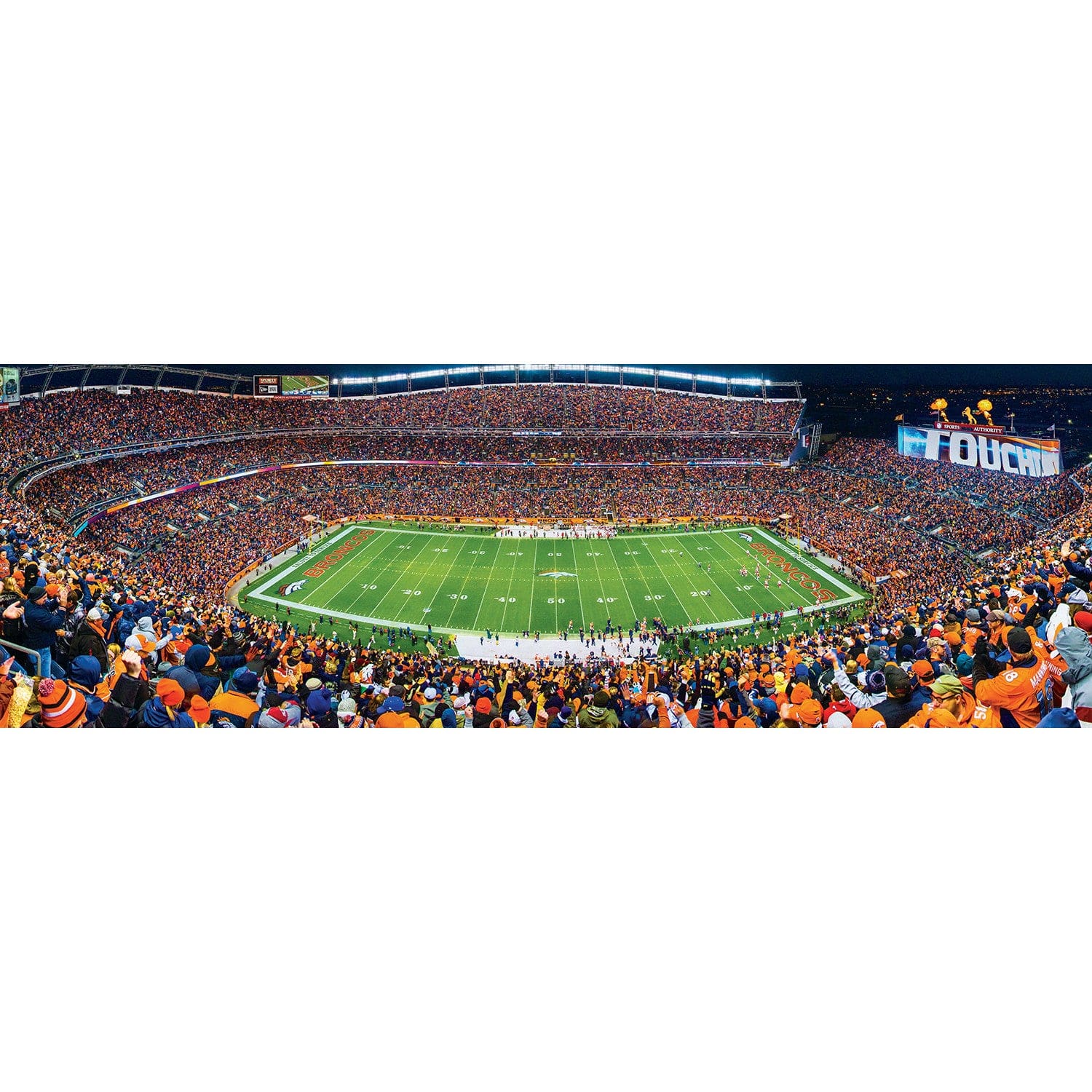 Denver Broncos 1000 Piece Panoramic Jigsaw Puzzle - Center View - Sports Gifts, Sports Memorabilia, Sports Collectibles, Fan Shop