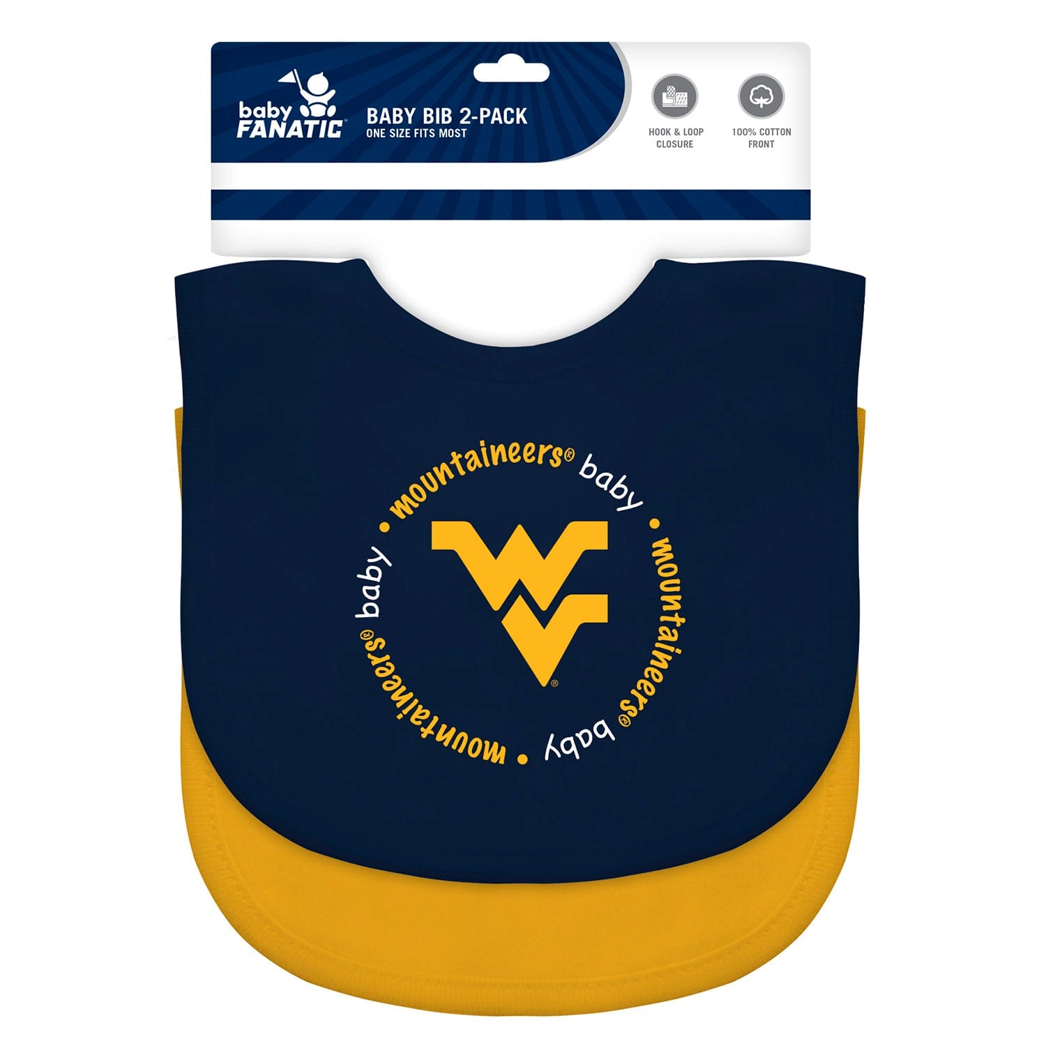 West Virginia Mountaineers Baby Bibs 2-Pack - Sports Gifts, Sports Memorabilia, Sports Collectibles, Fan Shop