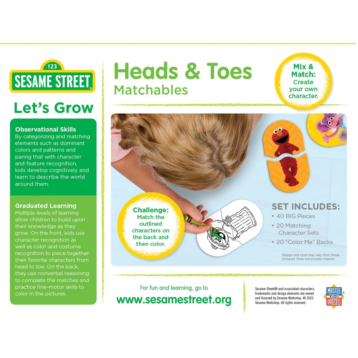 Sesame Street - Heads & Toes Matching Jigsaw Puzzles - 757 Sports Collectibles