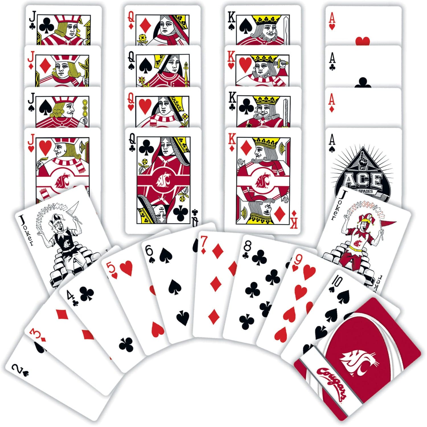 Washington State Cougars 54-Card Deck - Official Playing Cards - Sports Gifts, Sports Memorabilia, Sports Collectibles, Fan Shop