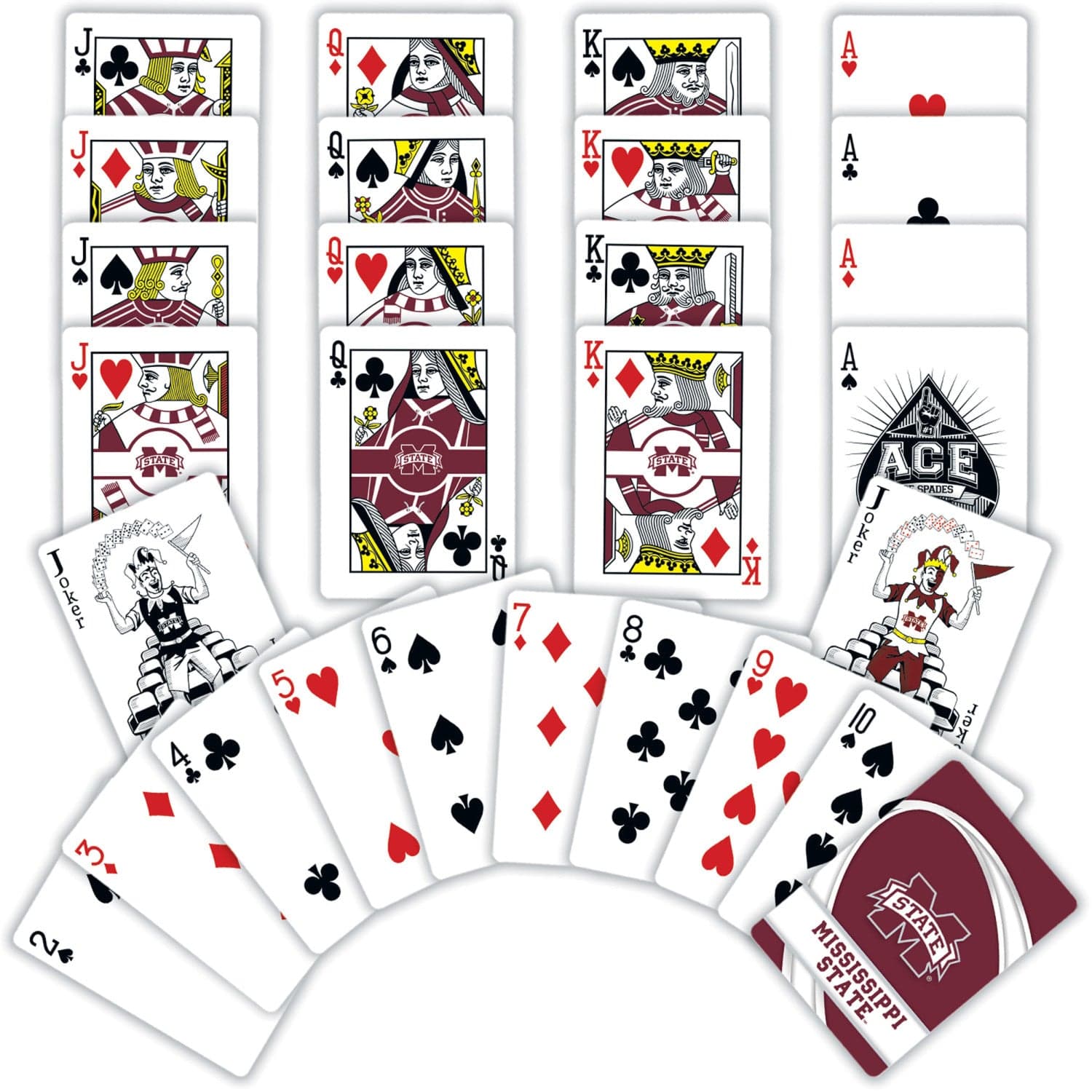 Mississippi State Bulldogs 54-Card Deck Playing Cards - Sports Gifts, Sports Memorabilia, Sports Collectibles, Fan Shop