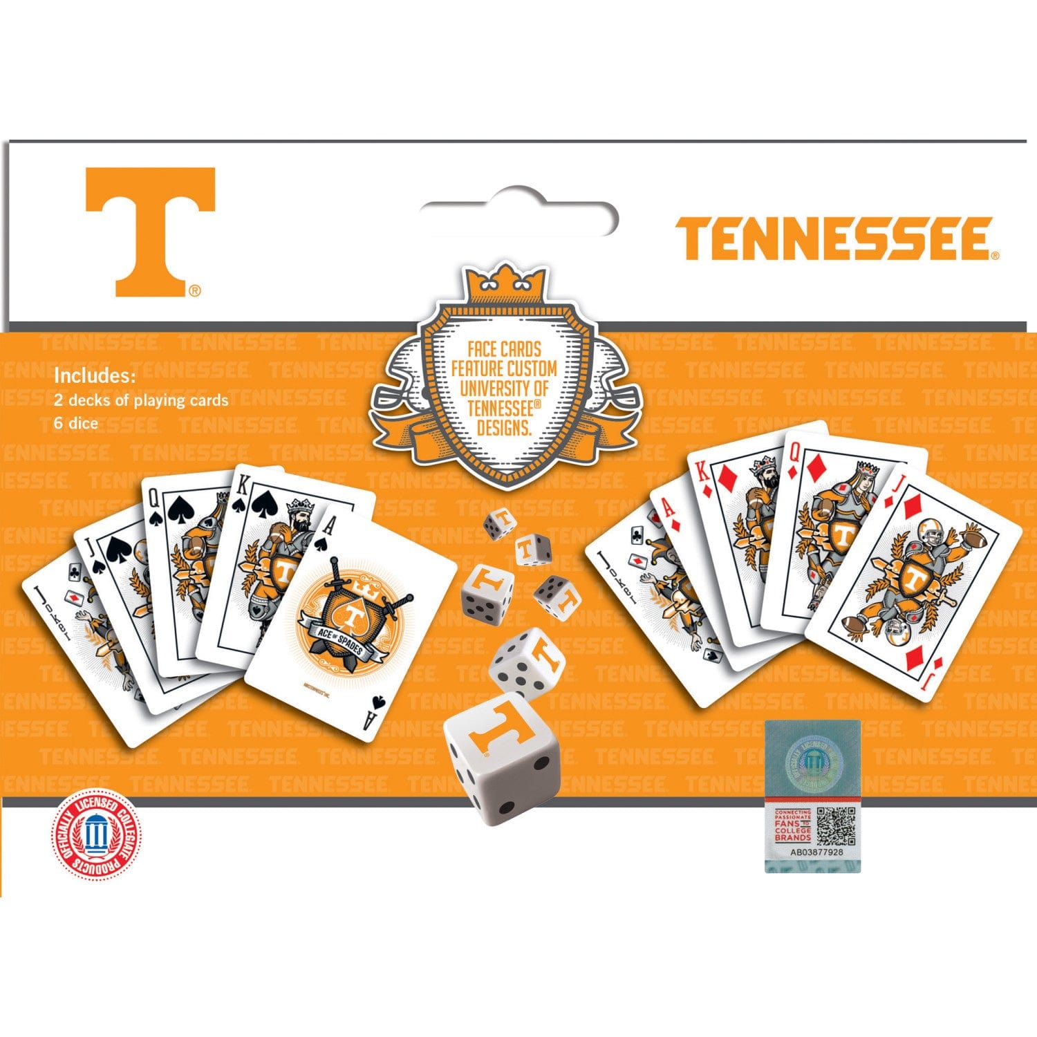 Tennessee Volunteers 2-Pack Playing Cards and Dice Set - Sports Gifts, Sports Memorabilia, Sports Collectibles, Fan Shop