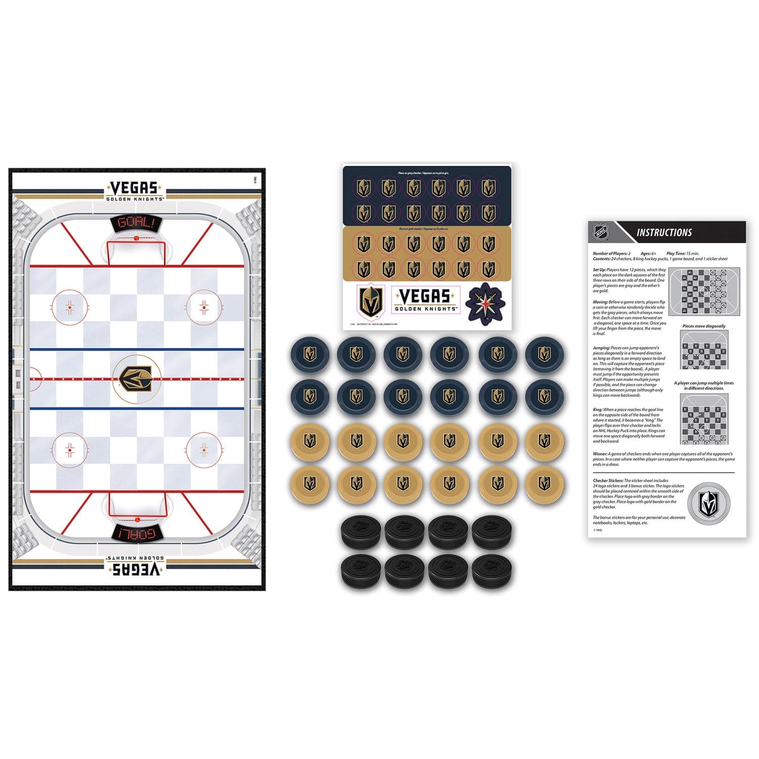 Las Vegas Golden Knights Checkers Game Set - Sports Gifts, Sports Memorabilia, Sports Collectibles, Fan Shop