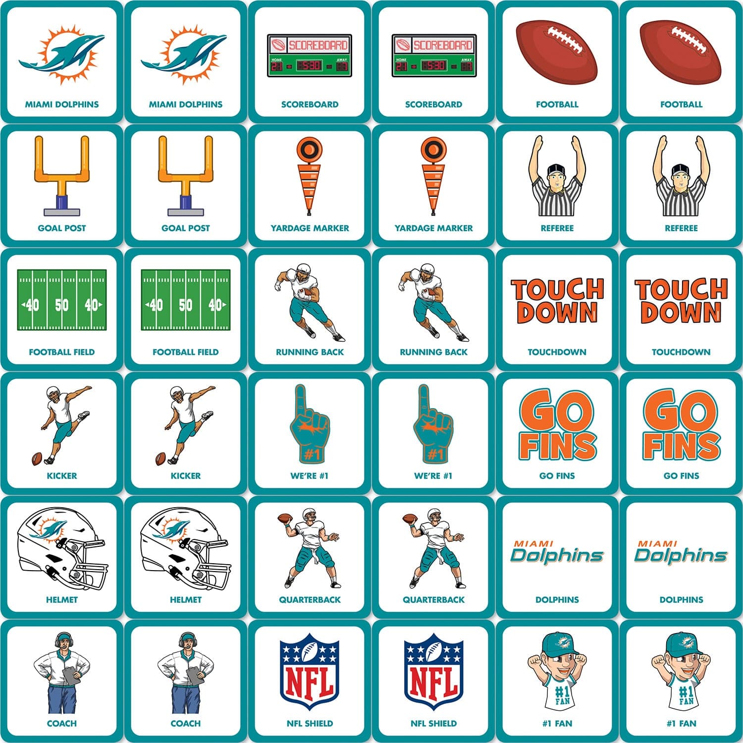 Miami Dolphins Memory Match Game - Sports Gifts, Sports Memorabilia, Sports Collectibles, Fan Shop