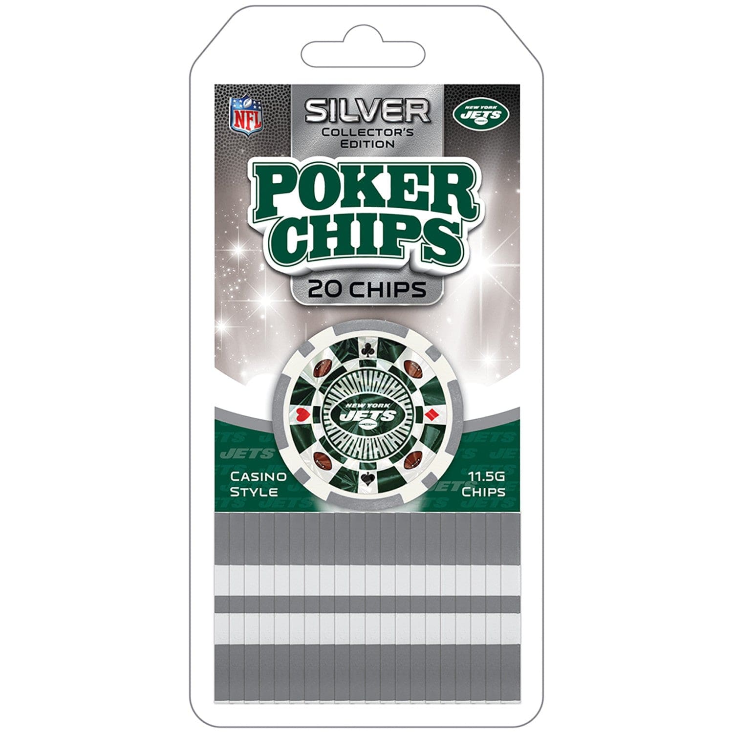 New York Jets 20 Piece Poker Chip Set - Sports Gifts, Sports Memorabilia, Sports Collectibles, Fan Shop