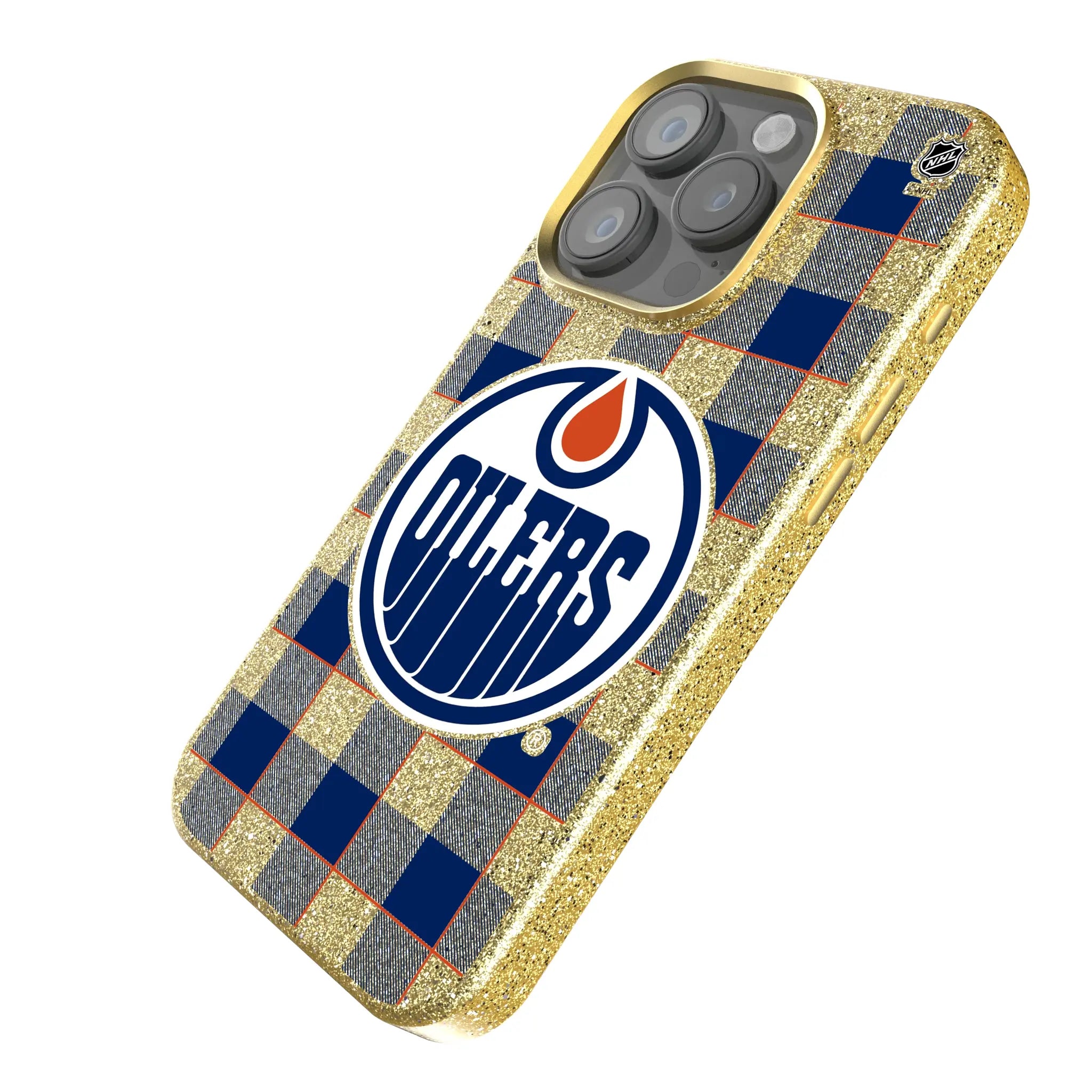 Edmonton Oilers Plaid Bling Phone Case