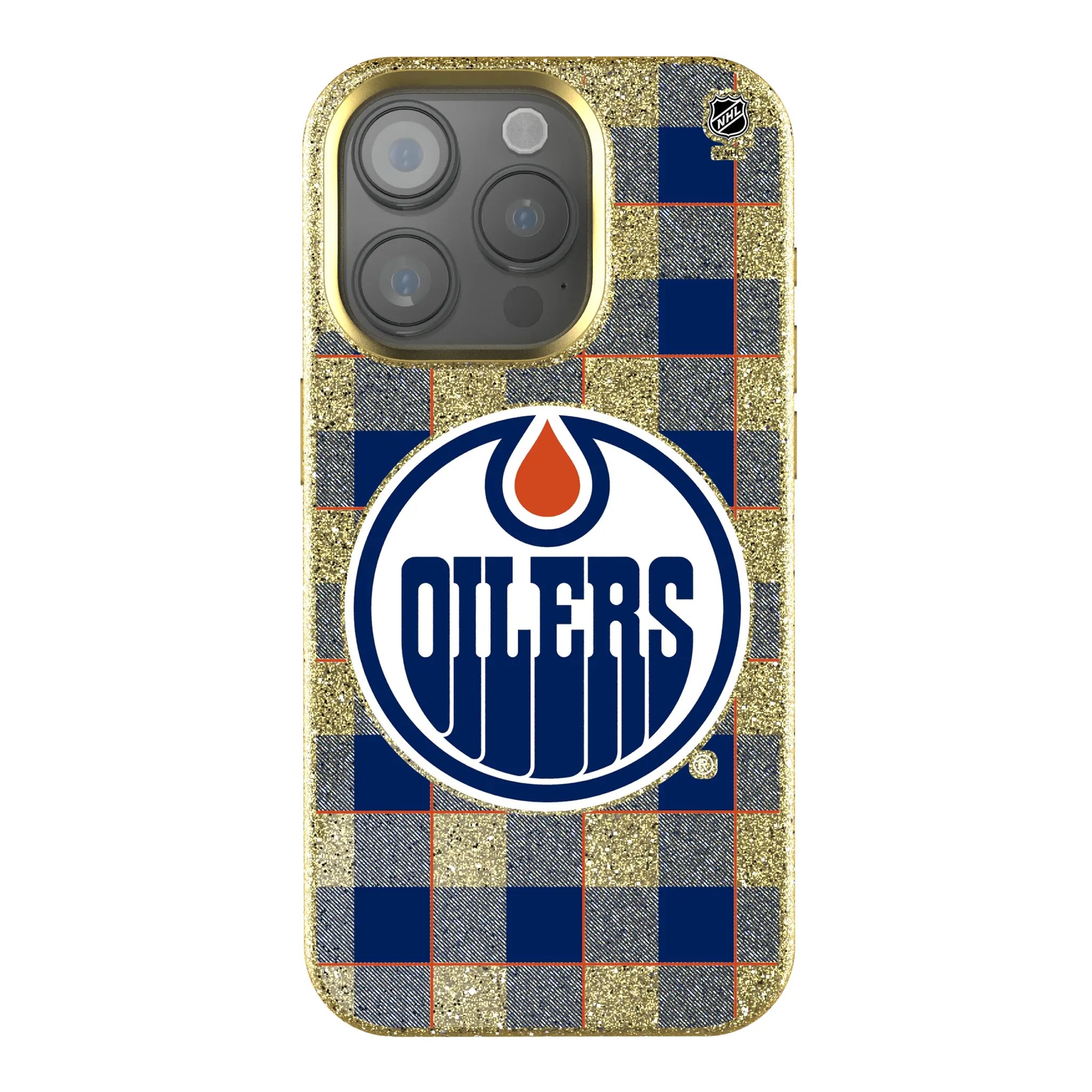 Edmonton Oilers Plaid Bling Phone Case