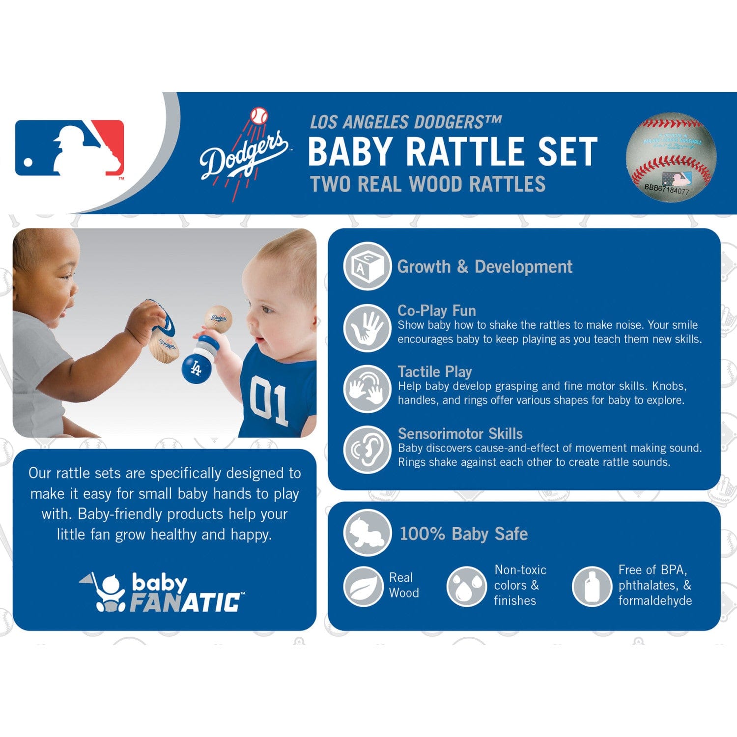 Los Angeles Dodgers Baby Rattles 2-Pack - Sports Gifts, Sports Memorabilia, Sports Collectibles, Fan Shop