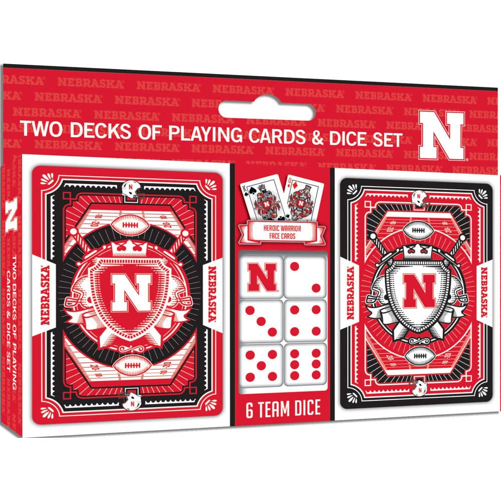 Nebraska Cornhuskers 2-Pack Playing Cards & Dice Set - Sports Gifts, Sports Memorabilia, Sports Collectibles, Fan Shop