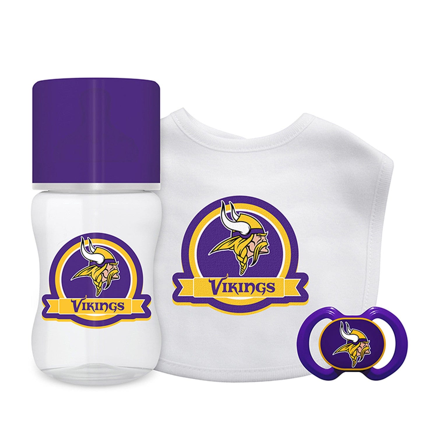 Minnesota Vikings Baby Gift Set - 3-Piece Essentials for Young Fans - Sports Gifts, Sports Memorabilia, Sports Collectibles, Fan Shop