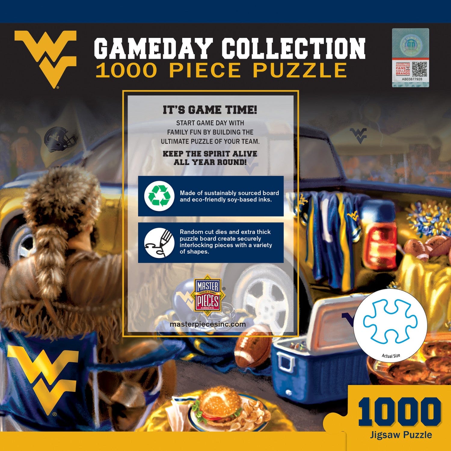 West Virginia Mountaineers Gameday 1000 Piece Jigsaw Puzzle - Sports Gifts, Sports Memorabilia, Sports Collectibles, Fan Shop