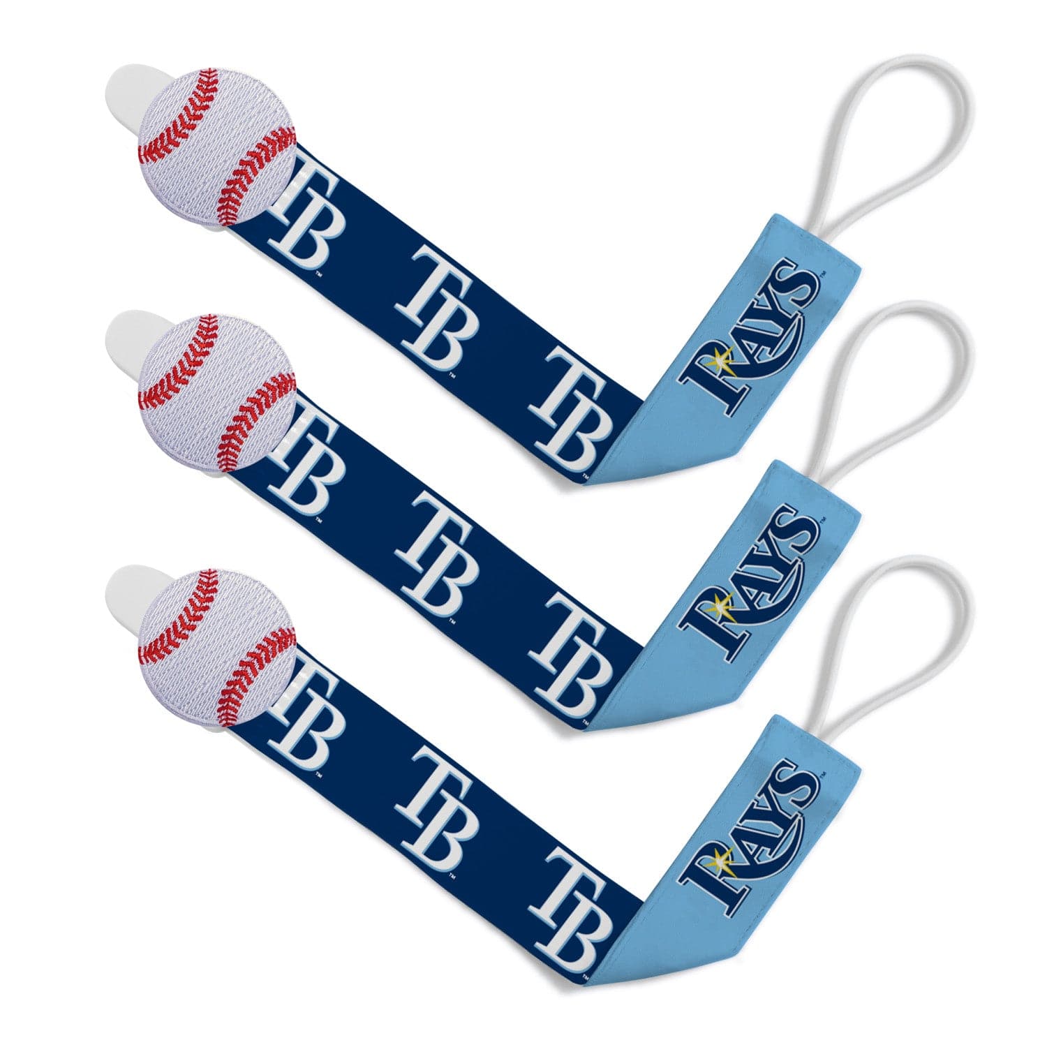 Tampa Bay Rays Pacifier Clip Set - 3-Pack - Sports Gifts, Sports Memorabilia, Sports Collectibles, Fan Shop