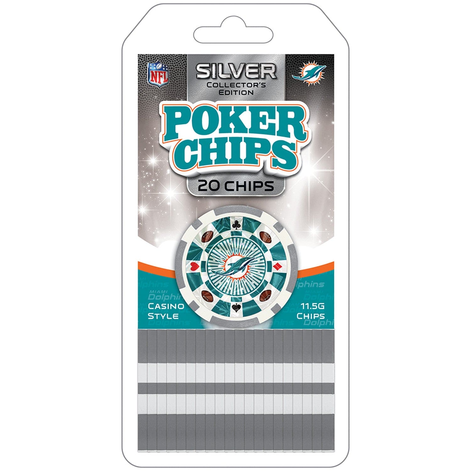 Miami Dolphins 20 Piece Poker Chip Set - Sports Gifts, Sports Memorabilia, Sports Collectibles, Fan Shop