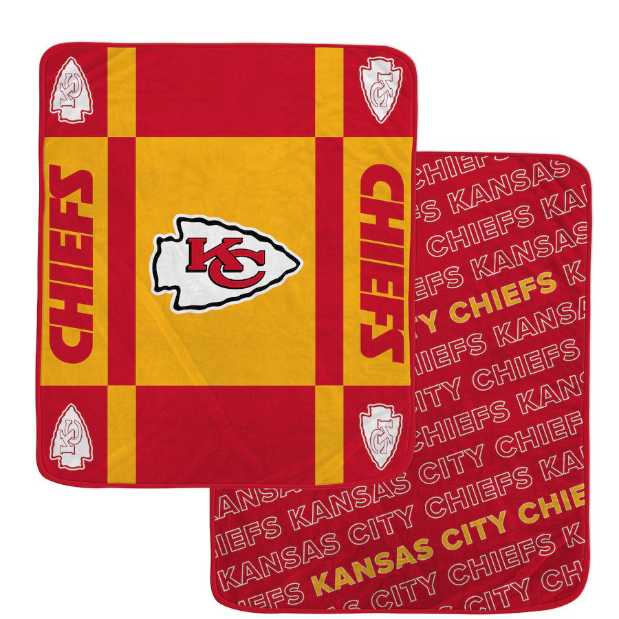 Kansas City Chiefs 60"x70" Reverse Block Lux Super Soft Plush Throw Two-Sided Blanket - Sports Collectibles, Sports Memorabilia, Sports Fan Shop, Sports Gifts