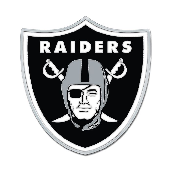 Las Vegas Raiders Colored Chrome Free Form Auto Emblem - Sports Collectibles, Sports Memorabilia, Sports Fan Shop, Sports Gifts
