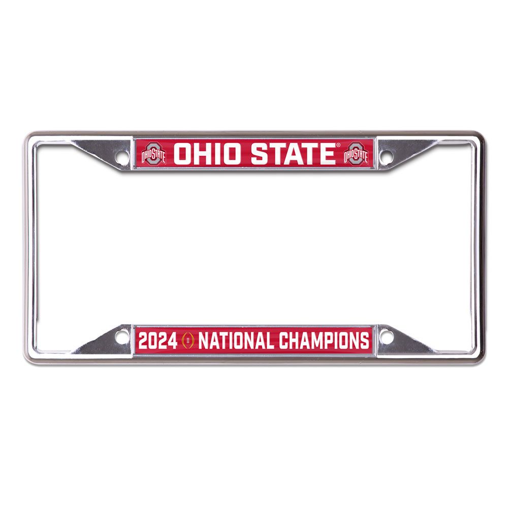 2024-2025 National Football Champions Ohio State Buckeyes CFP License Plate Frame Inlaid Acrylic - Sports Collectibles, Sports Memorabilia, Sports Fan Shop, Sports Gifts