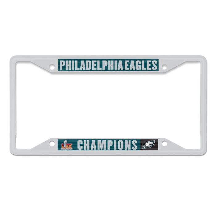 Philadelphia Eagles Super Bowl LIX Champions Chrome Premium Insert License Plate Frame - Sports Collectibles, Sports Memorabilia, Sports Fan Shop, Sports Gifts