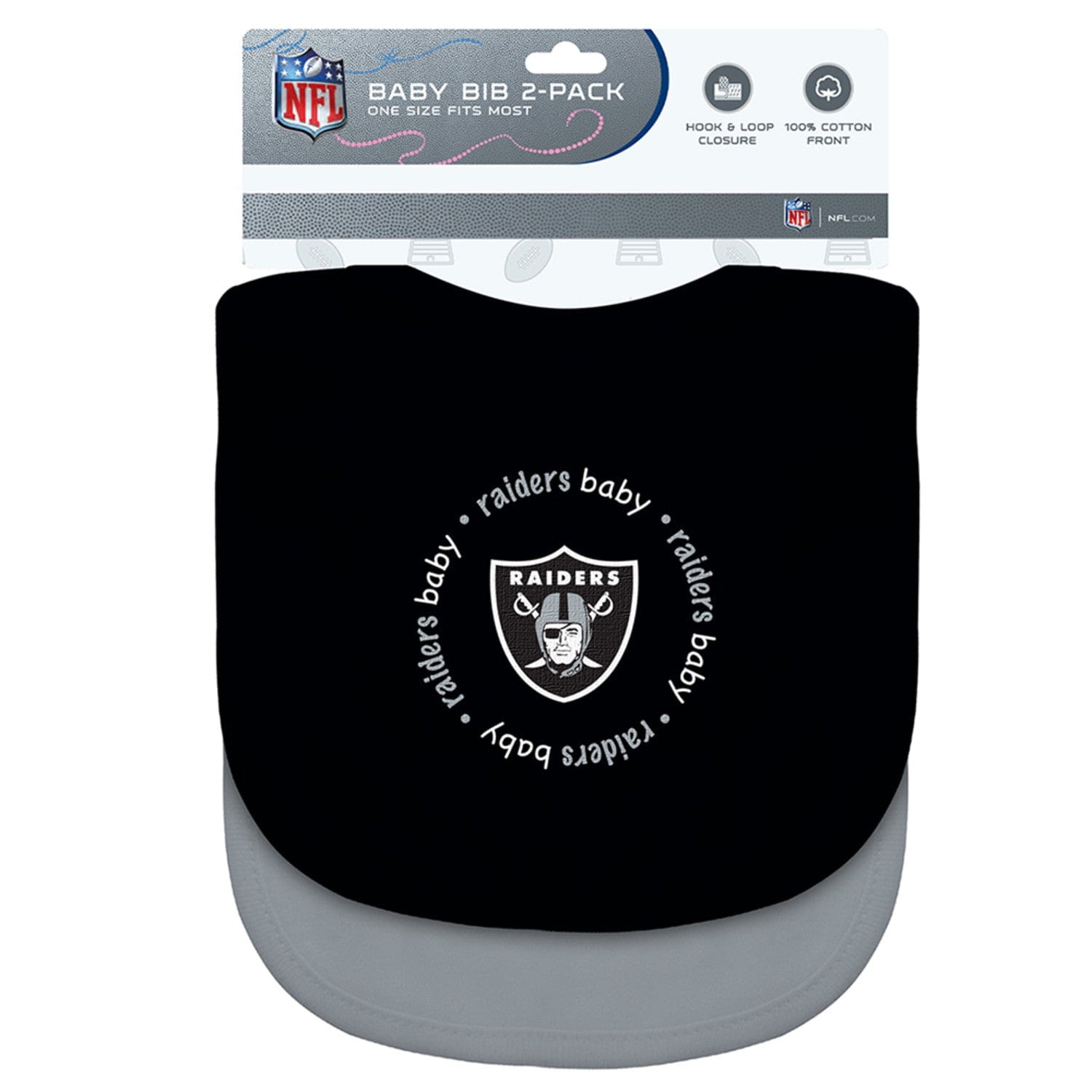 Las Vegas Raiders Baby Bibs 2-Pack - Black & Gray - Sports Gifts, Sports Memorabilia, Sports Collectibles, Fan Shop