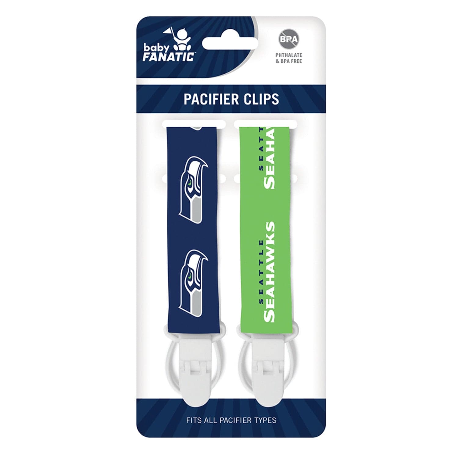 Seattle Seahawks Pacifier Clip Set - 2-Pack