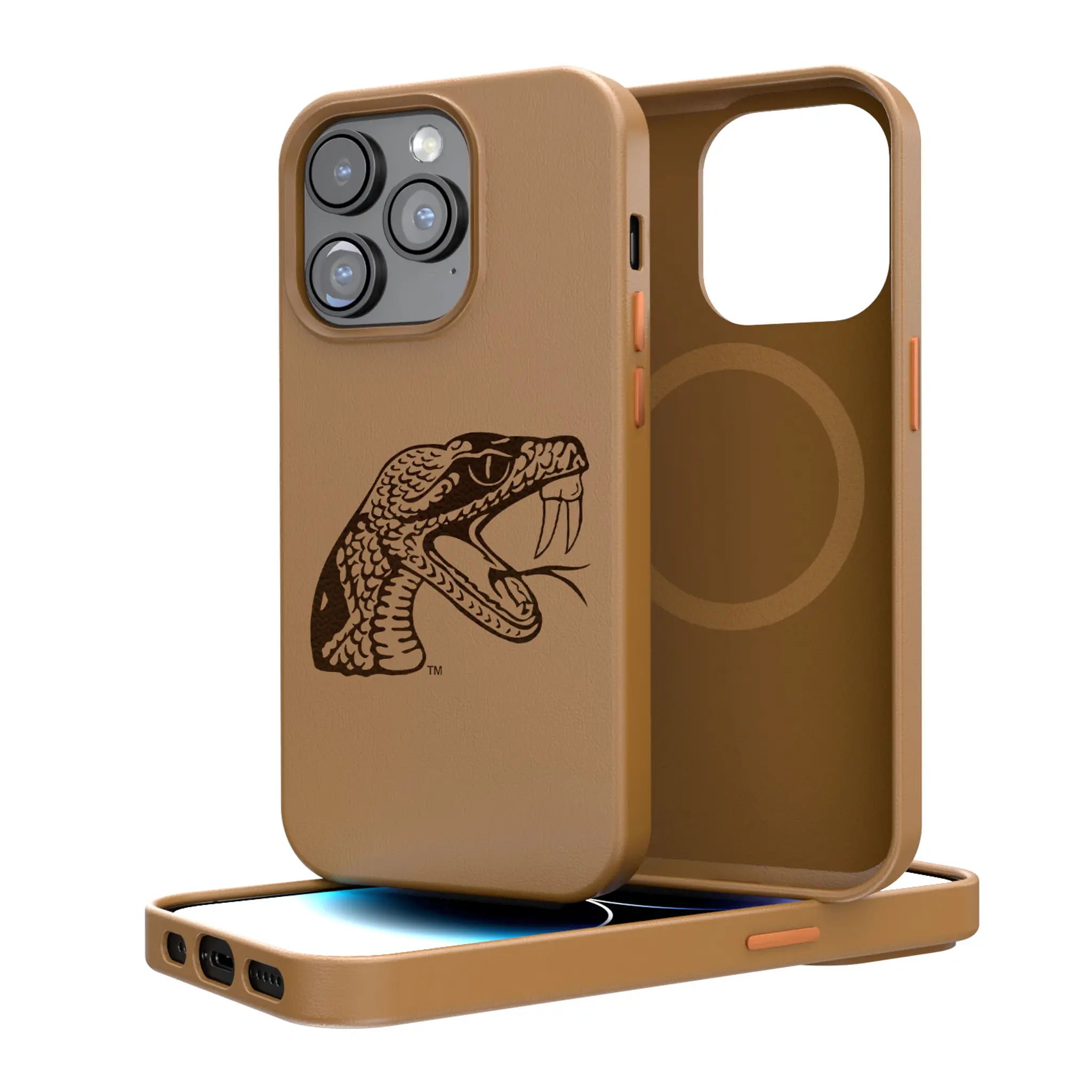 Florida A&M Rattlers Woodburned Brown Magnetic Case